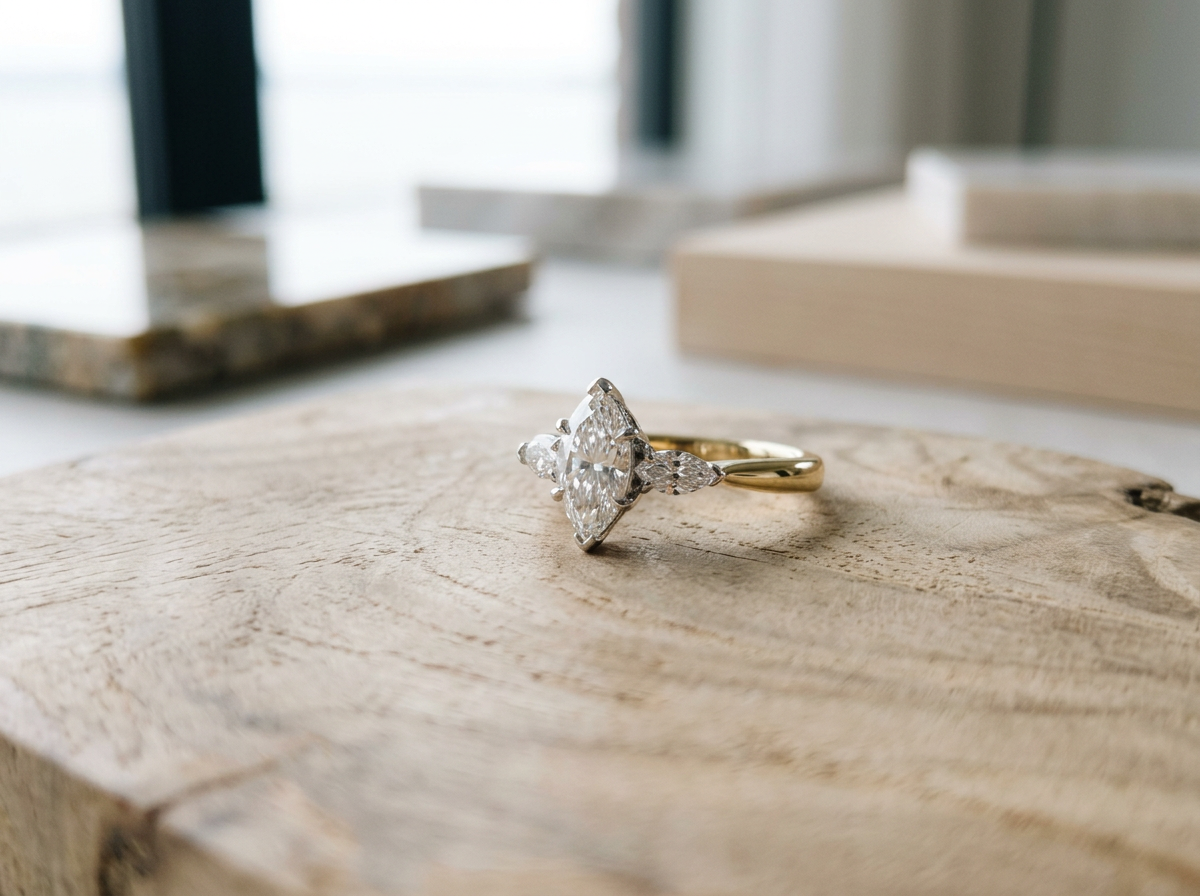 18ct Yellow gold Lab Diamond Marquise Engagement Ring