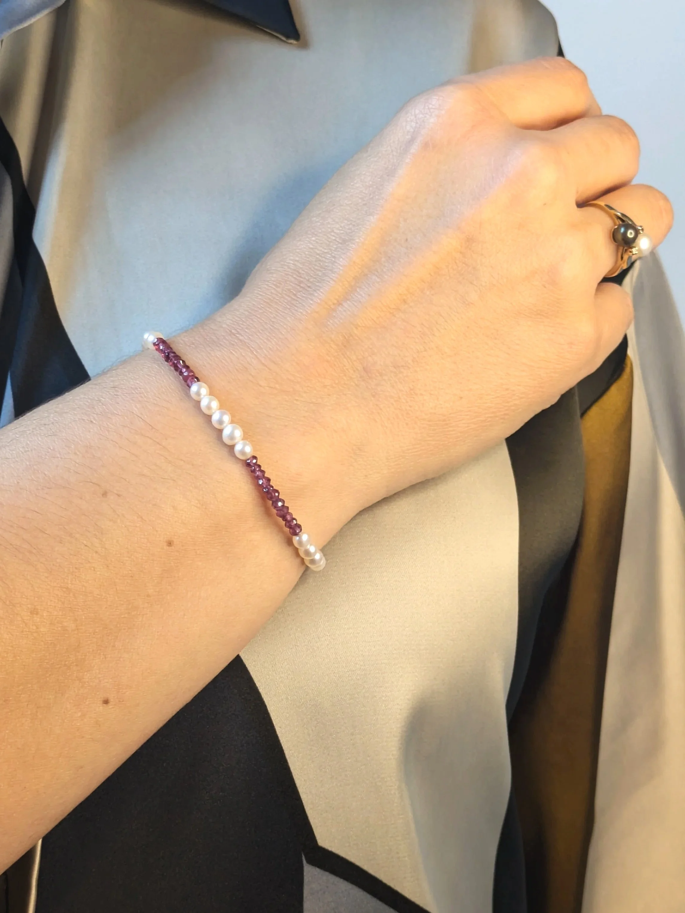 Sweet pearls & Faceted Rubies made in our workshop in Brixton