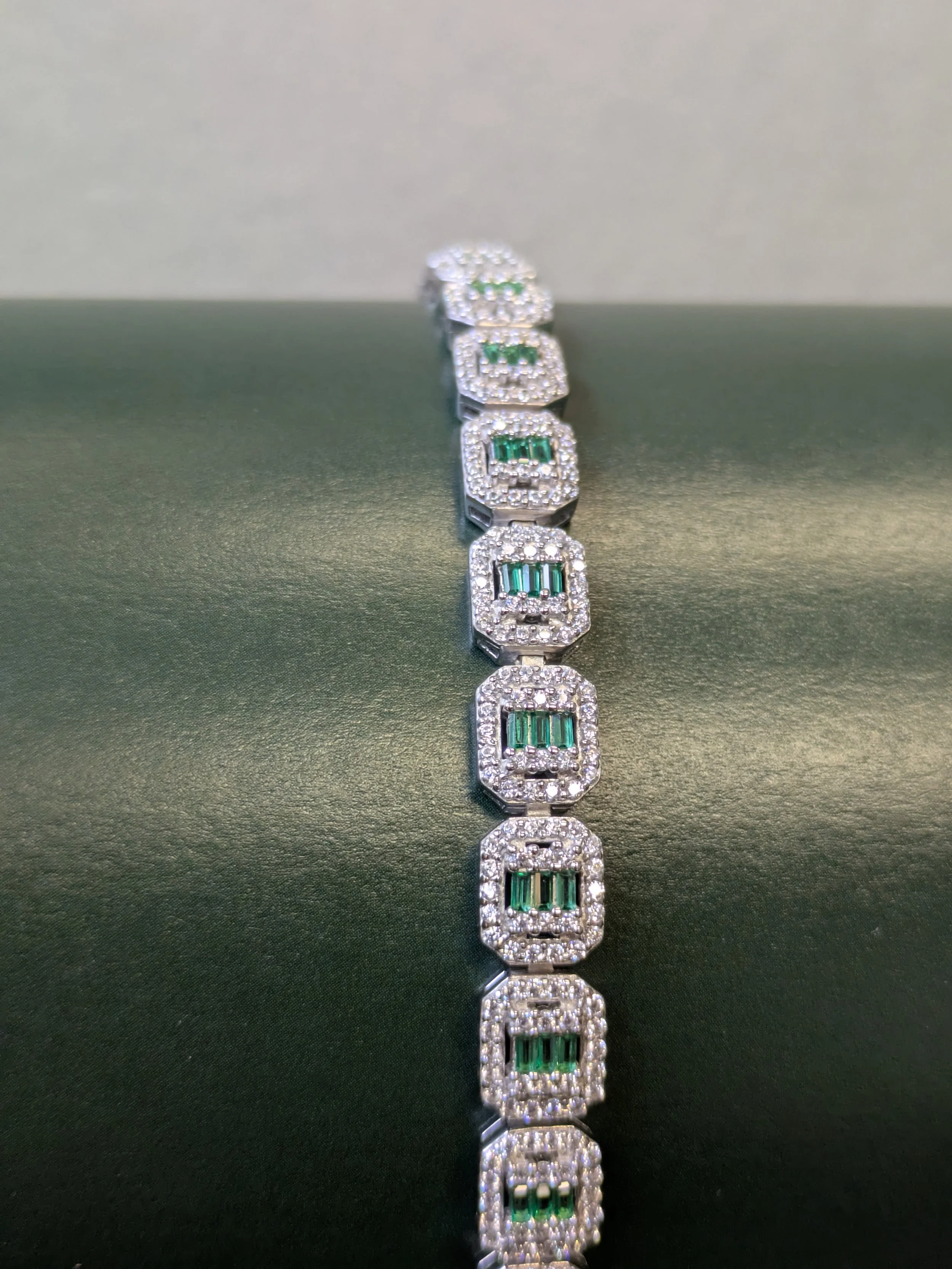 Silver Tennis Bracelet Emerald Cut shape