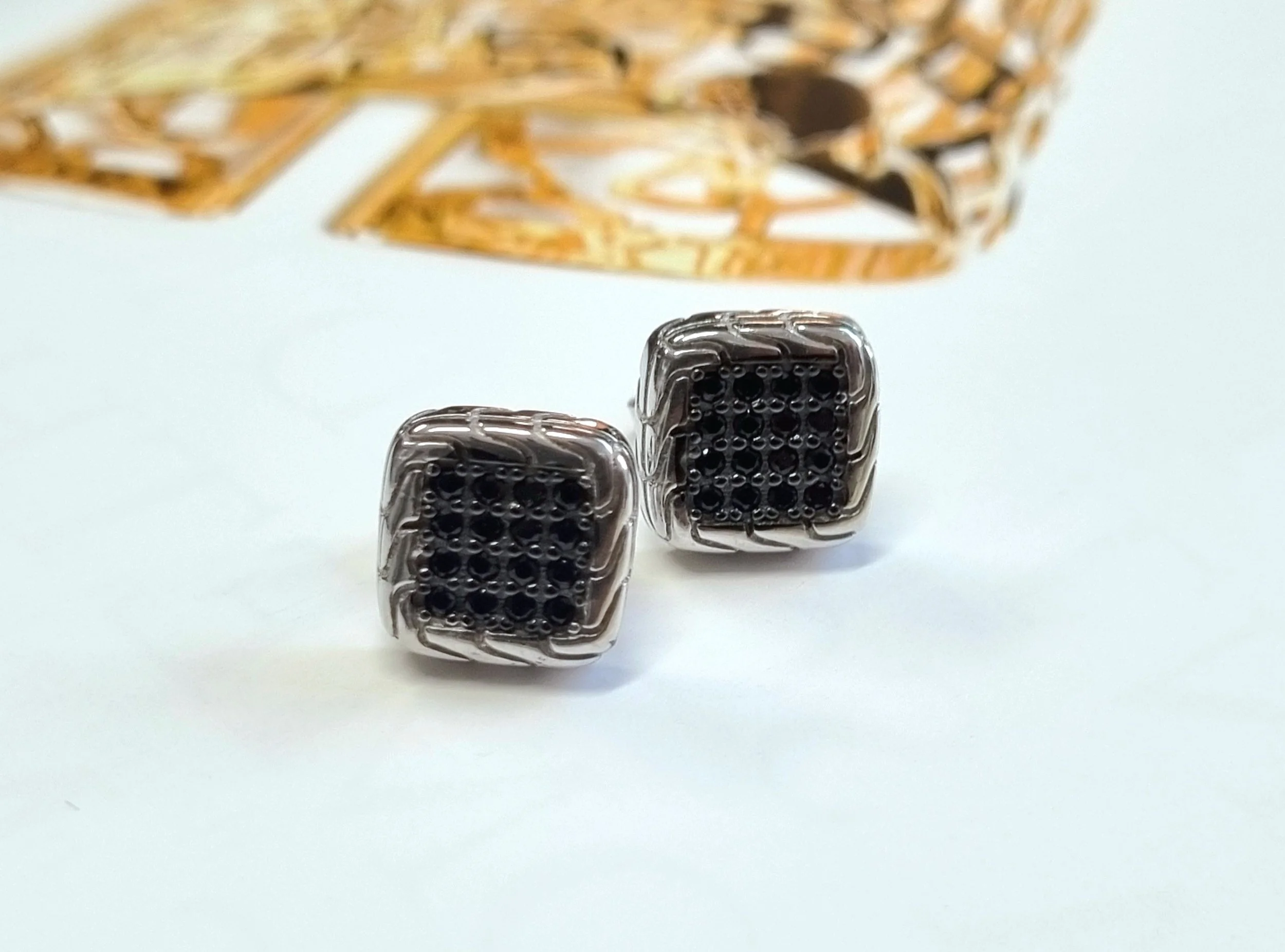 Silver Rhodium 925 Black Swiss Micro-Setting  Zirconia Studs