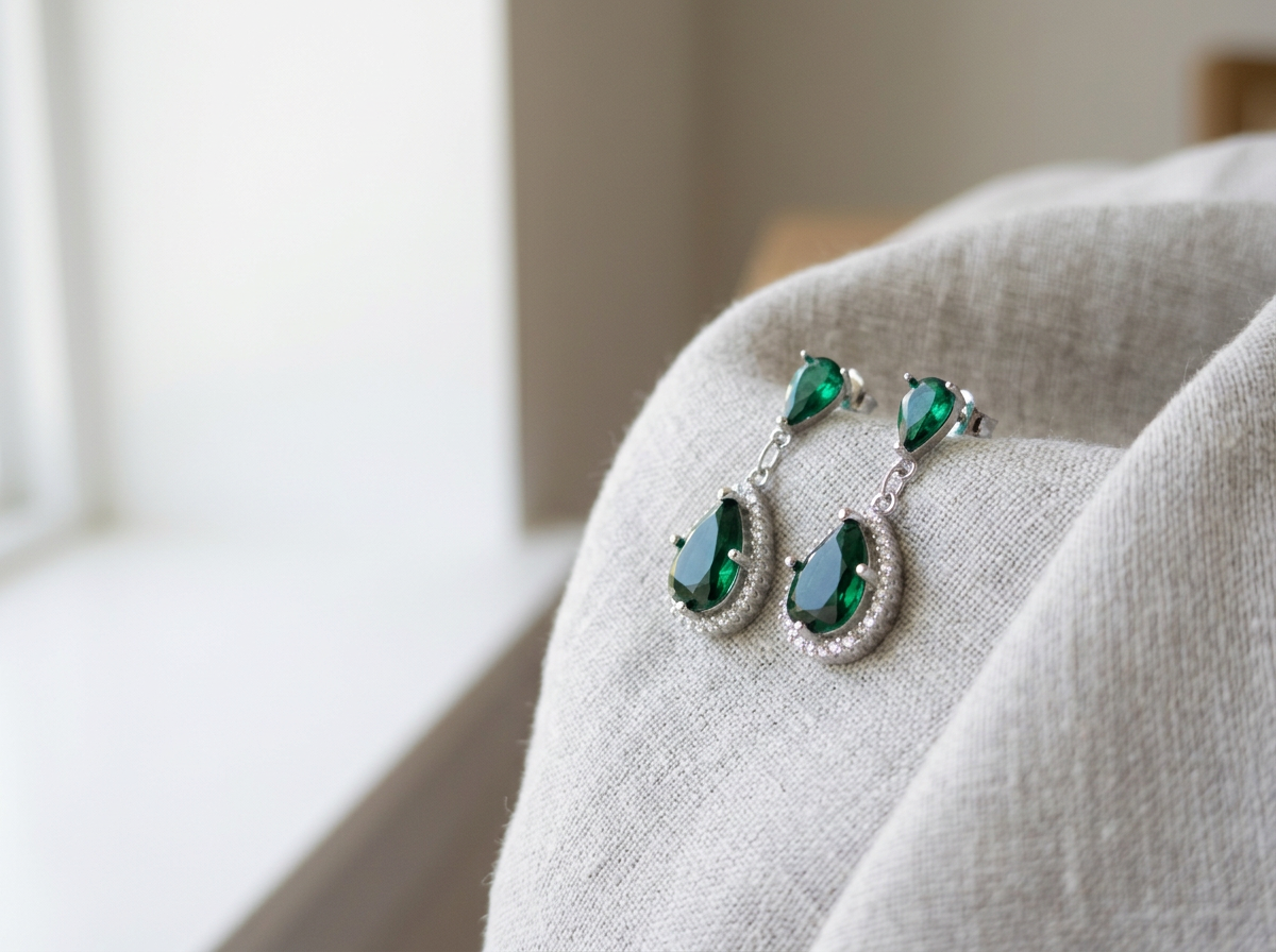 Fine drop silver earrings with Swiss Cubic zirconia