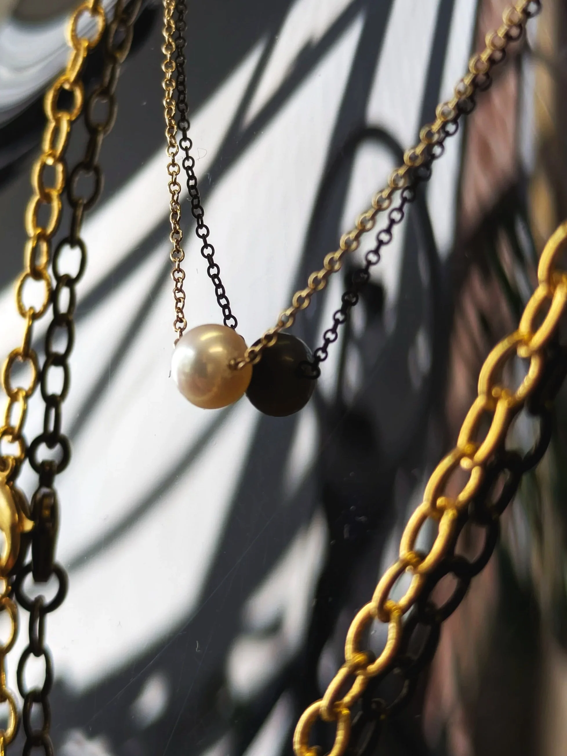 Yellow Gold Pearl Necklace
