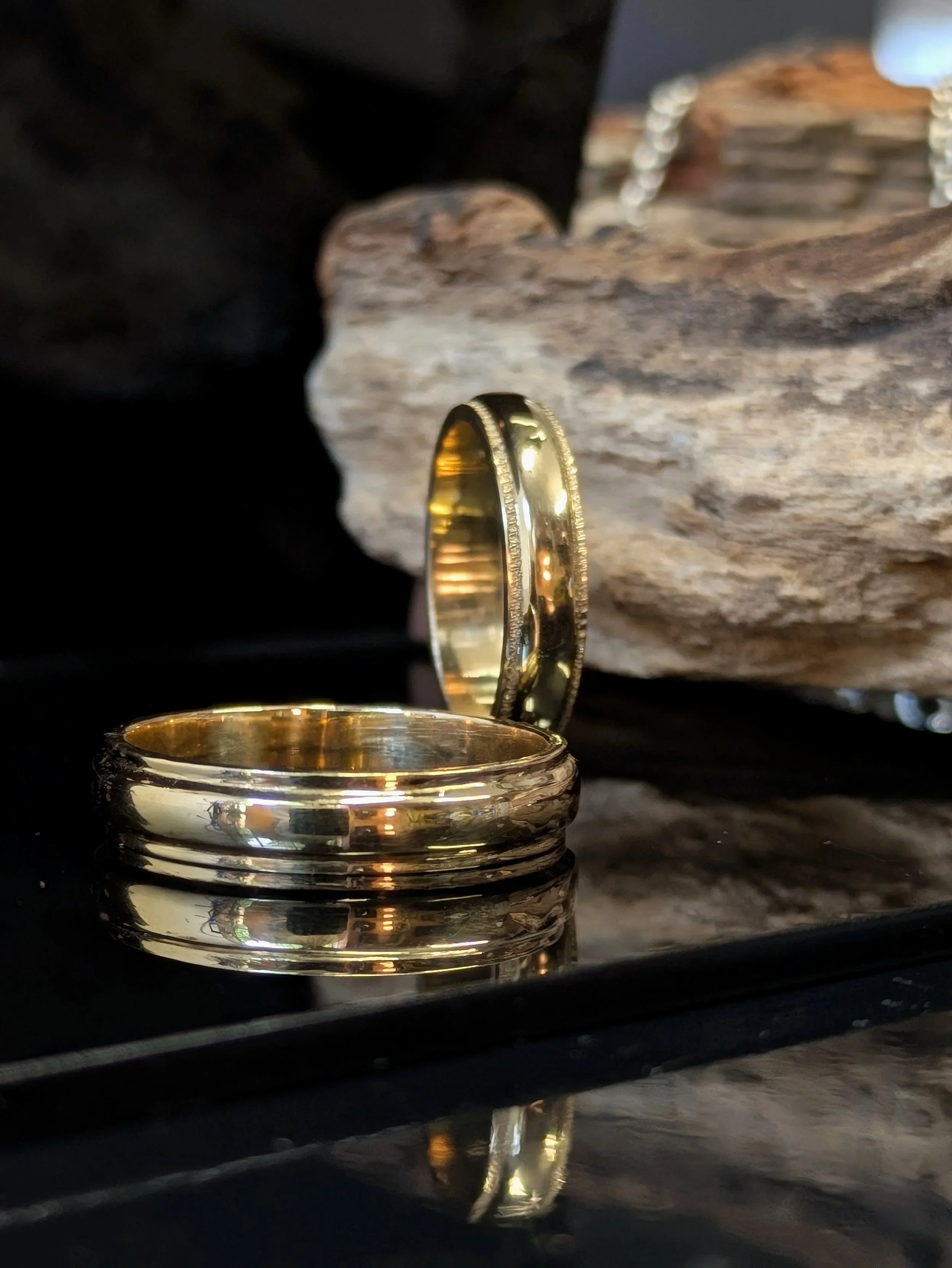 Wedding Bands Mill-Grain & Bevelled shape
