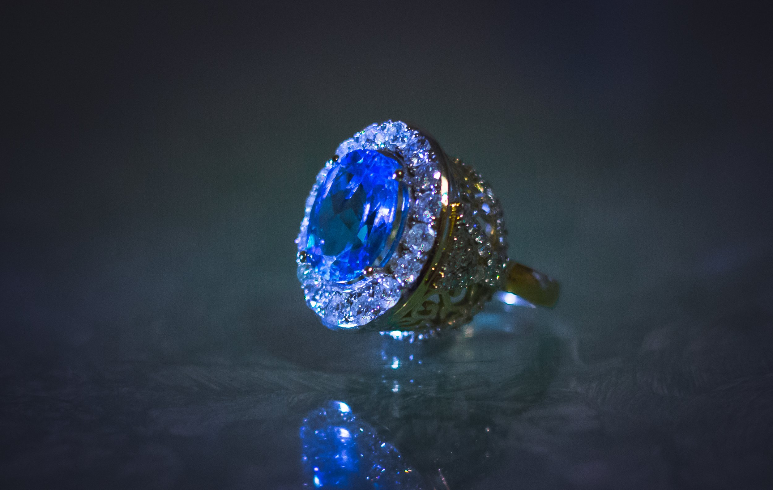 Experts in commission Engagement Rings in  3D cad, or hand-made /Sapphire Diamond Crown Gold Ring in  our workshop in London
