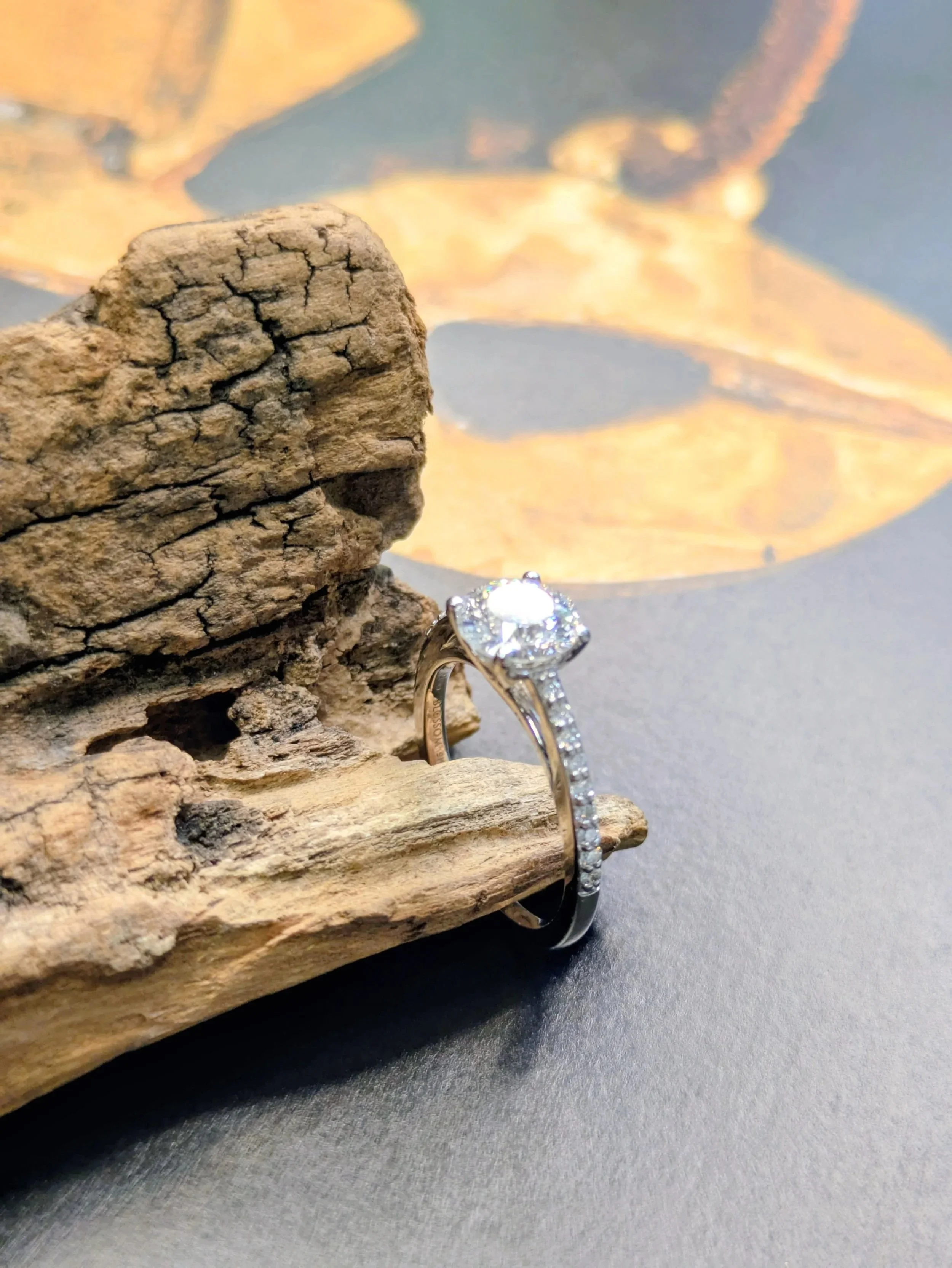 Engagement white gold ring