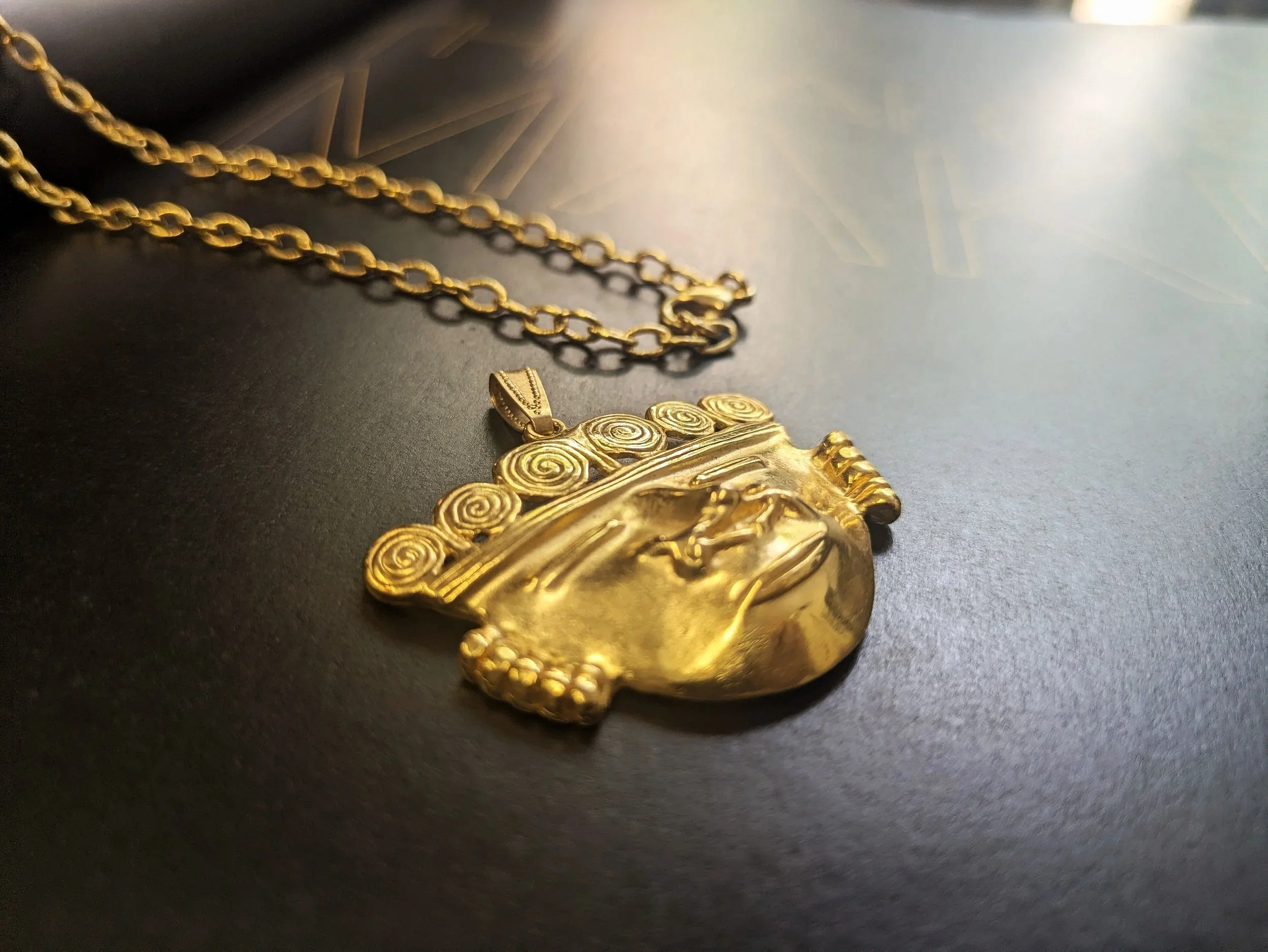 Handcrafted Anthropomorphic gold plated 24ct from Colombian Gold Museum of Bogota