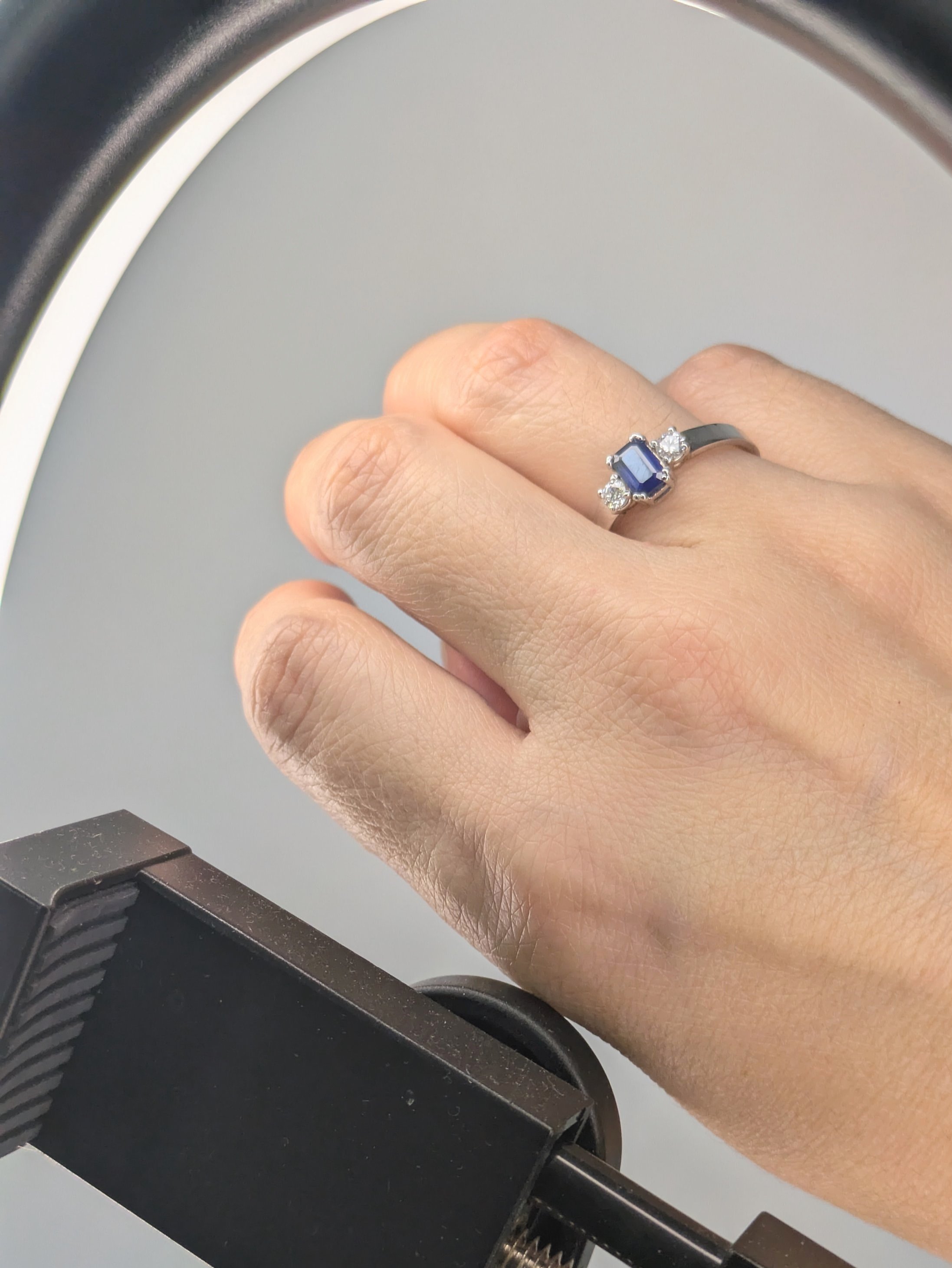Aquamarine Engagement Ring / Hand Display