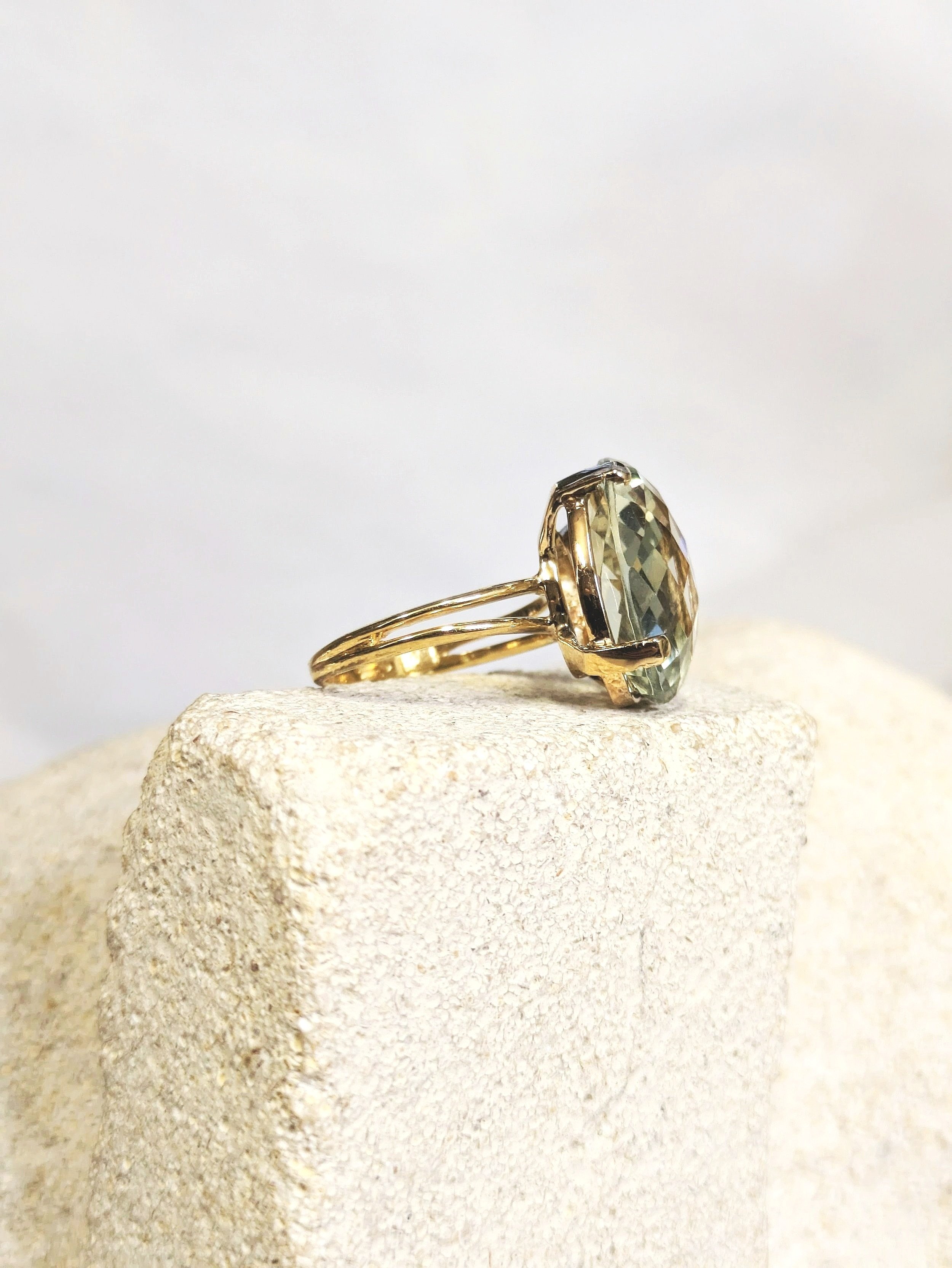 Aquamarine V Band Shape Engagement Ring