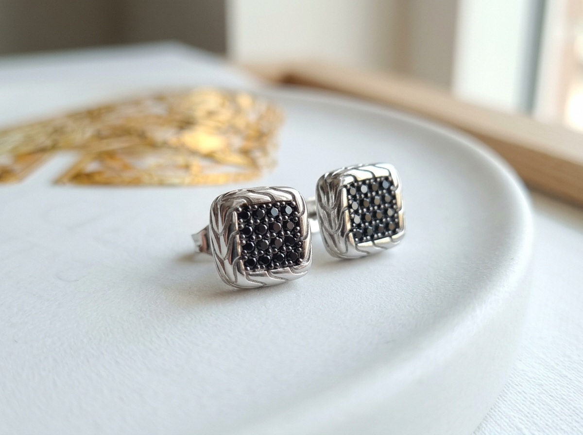 Silver 925 black stones studs
