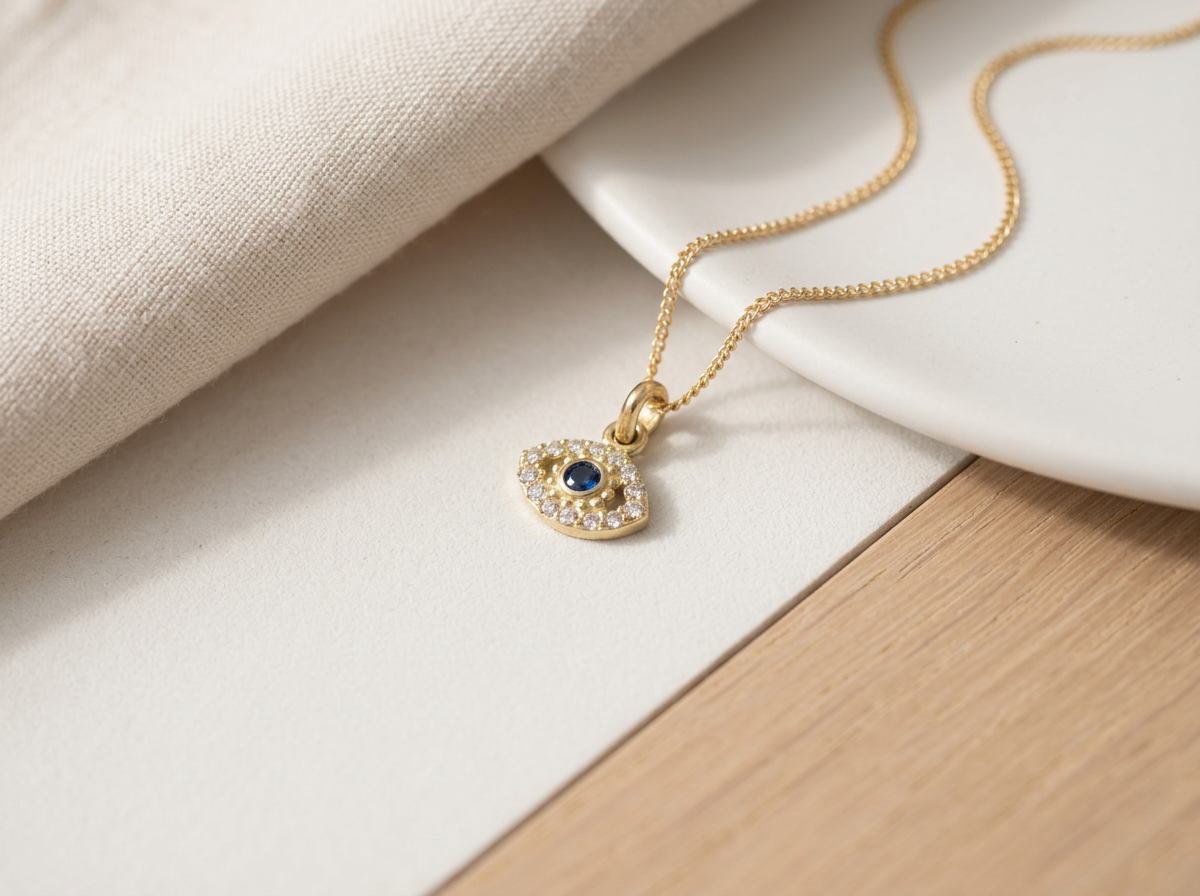 18ct Yellow Gold Evil Eye Necklace