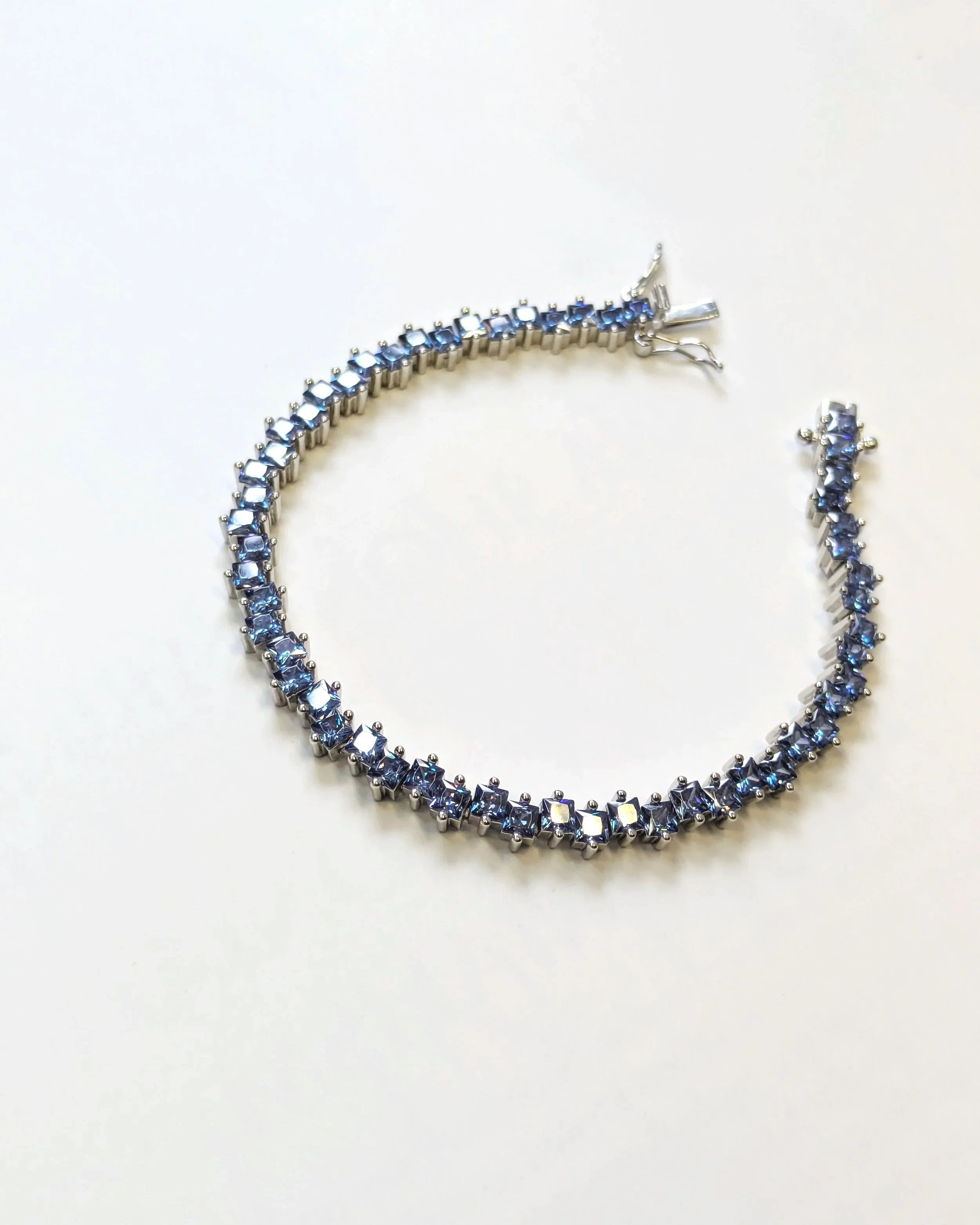 Timeless Tennis Bracelet in silver & Blue Tanzanian colour stones