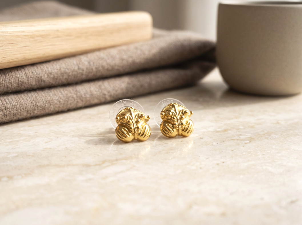 Gold-Plated Tairona Stud Earrings