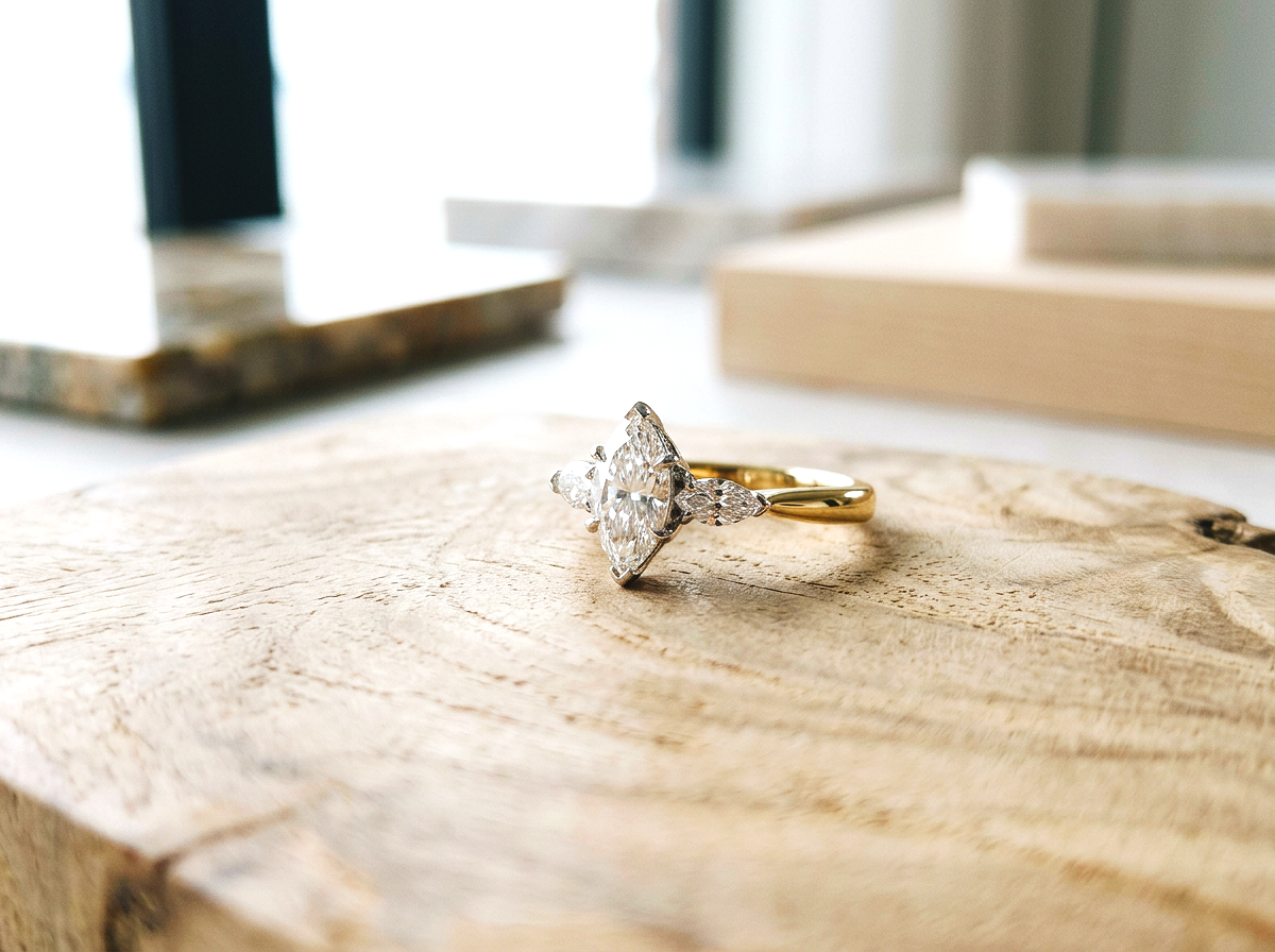 Lab Marquise Diamond 18ct Engagement Ring