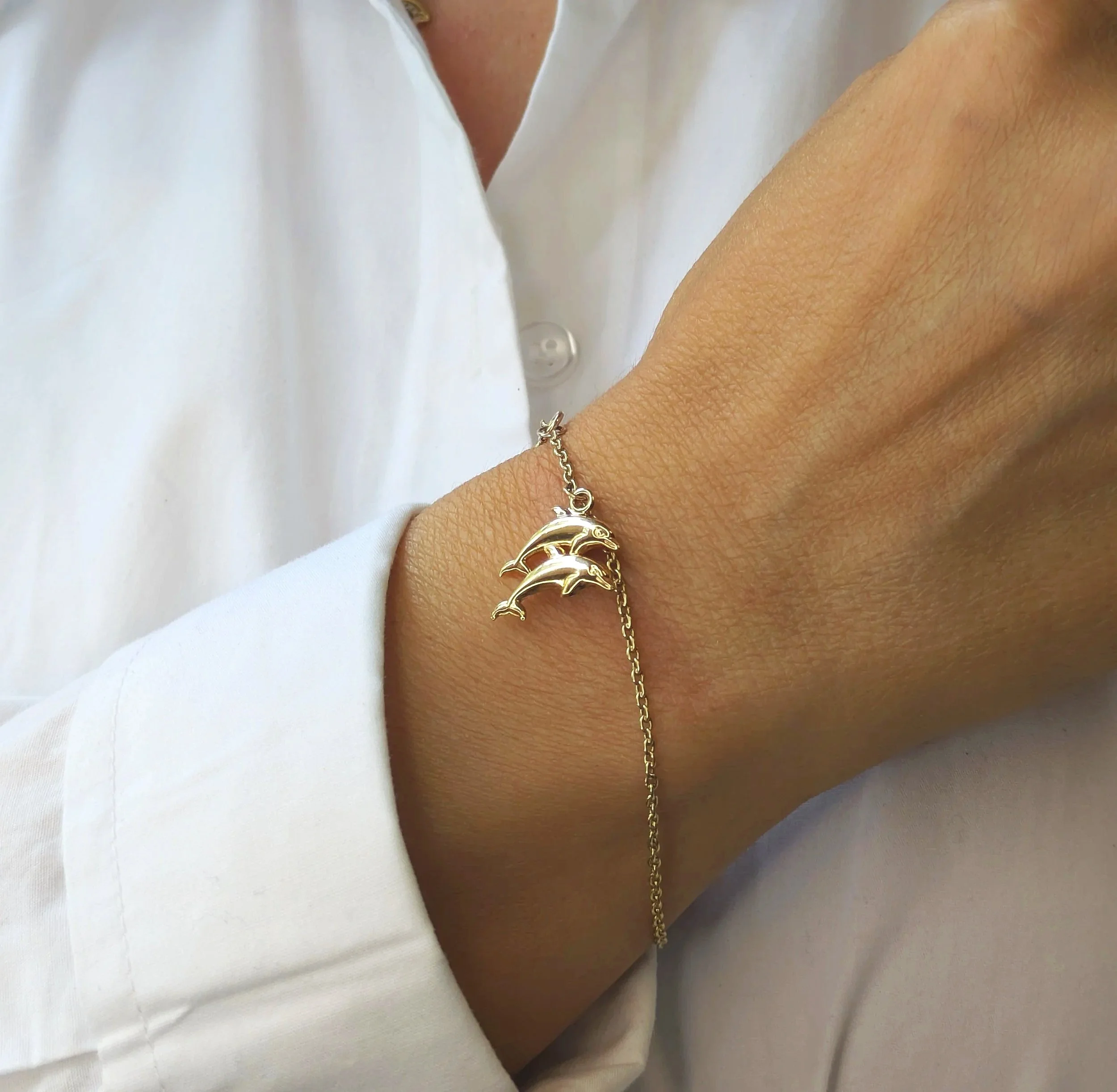 9ct Yellow Gold Dolphins Bracelet
