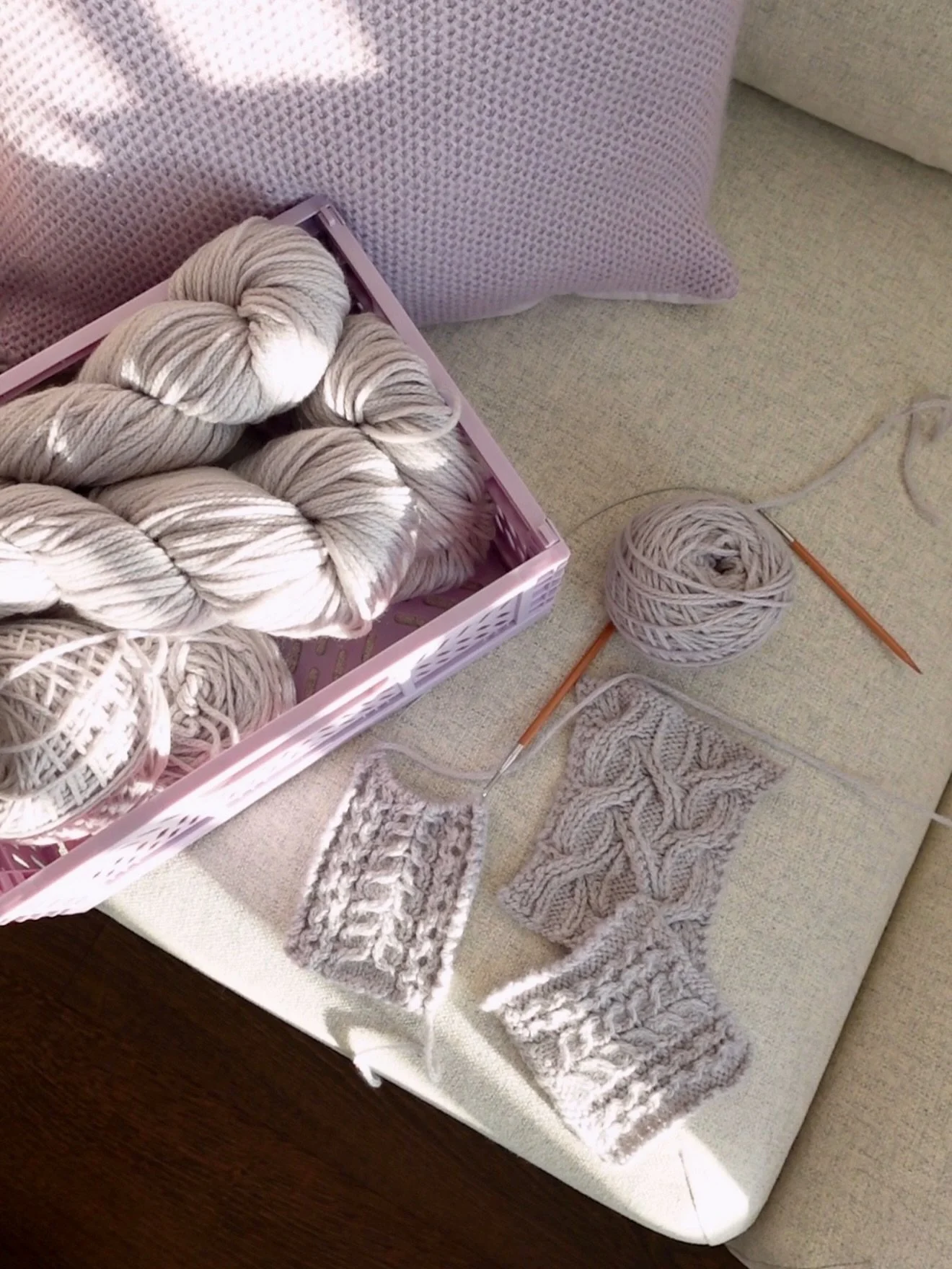 the beginning of the hyacinth cardigan design 🪻

i am knitting this intricate cable design using the most beautiful yarn generously gifted to me by @woolfolk_yarn . this yarn is called &lsquo;Far&rsquo; and has a stunning chainette construction with