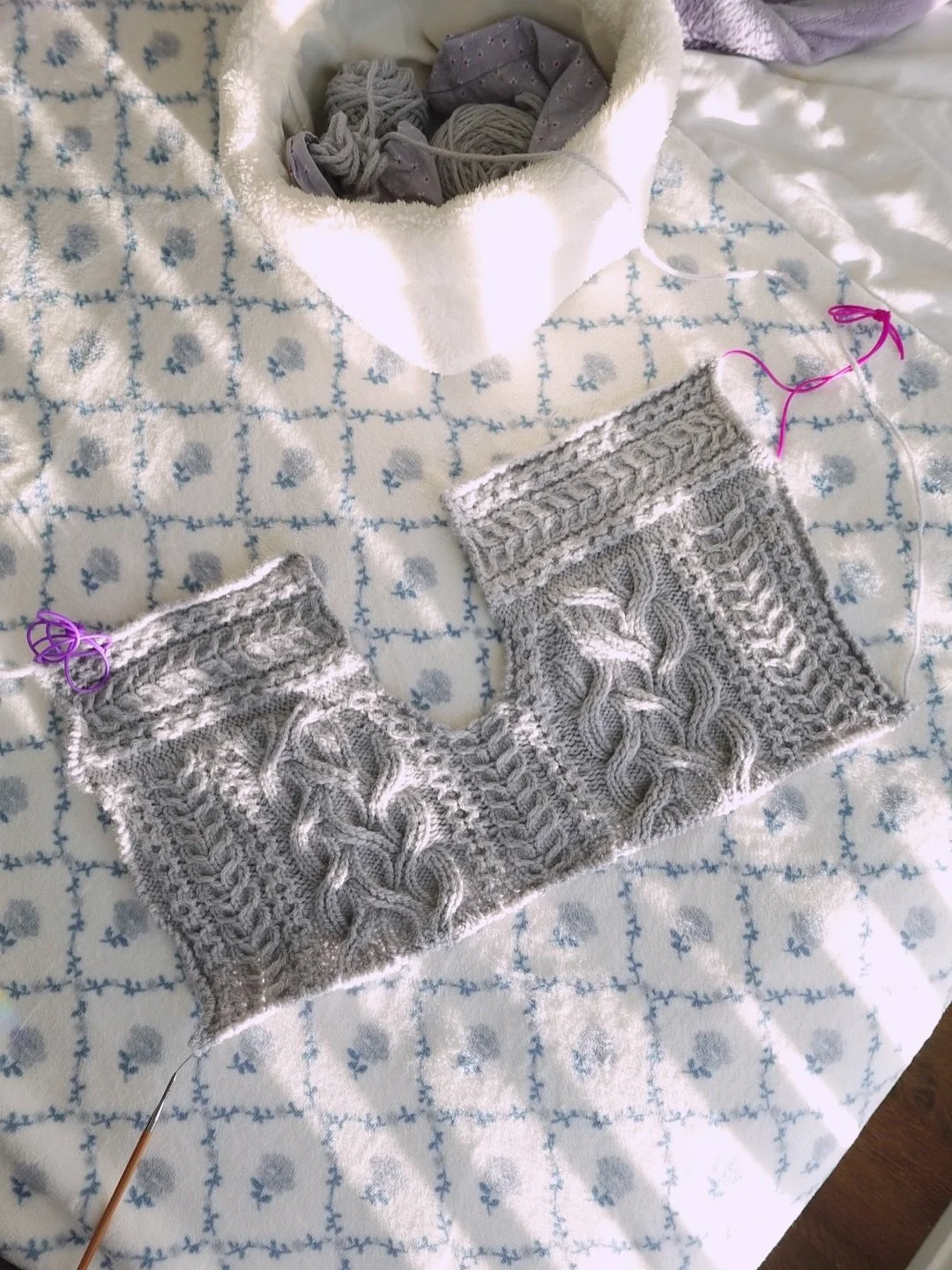 Hyacinth Cardigan 🪻

Swimming through my sample knit of the Hyacinth Cardigan, a design of mine that i knit up a few years ago for personal use and am now reworking to create the pattern.

i&rsquo;m currently contemplating frogging this and starting