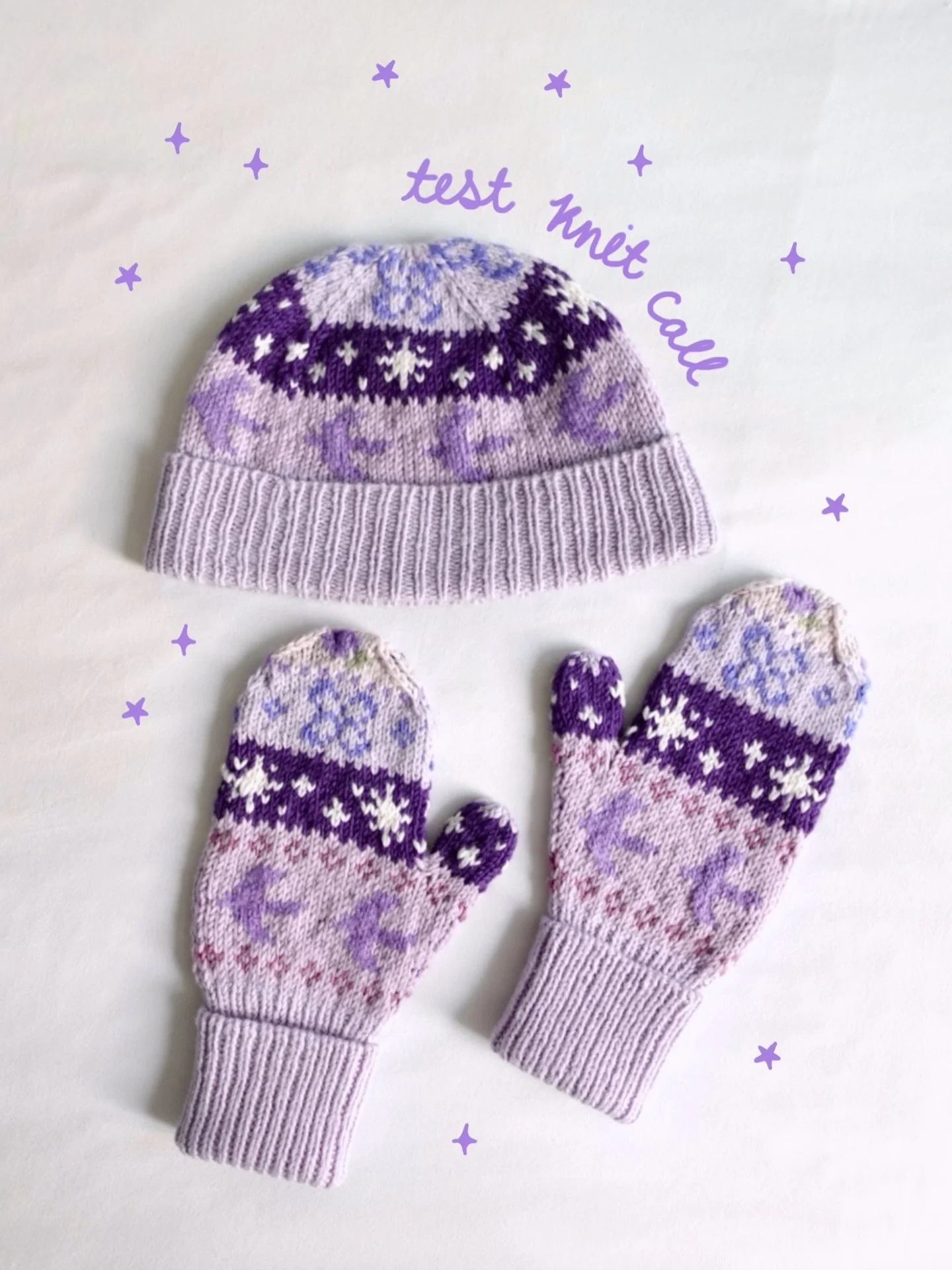 CLOSED | Test Knit Call 🌟🕊️🪻

You can now apply to test knit the Sweet Dreams Hat &amp; Mittens via the Google forms linked in my bio! These patterns are suitable for knitters with skills ranging from confident beginner - advanced with sizes avail