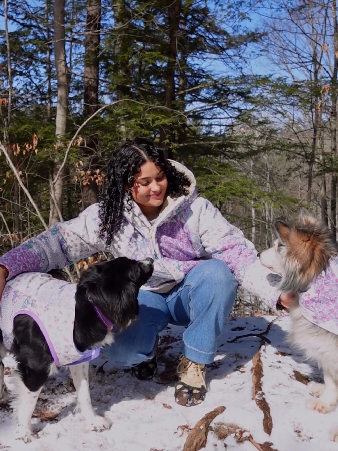 triplets?! 🎀🪻🌸🌟🪿🐾

with some of the leftovers from my ✨dream quilted jacket✨, i decided to make something special for my favourite girls. 

a jacket for Star, using a pattern that i self drafted, using a coat that i already had for her as a gui