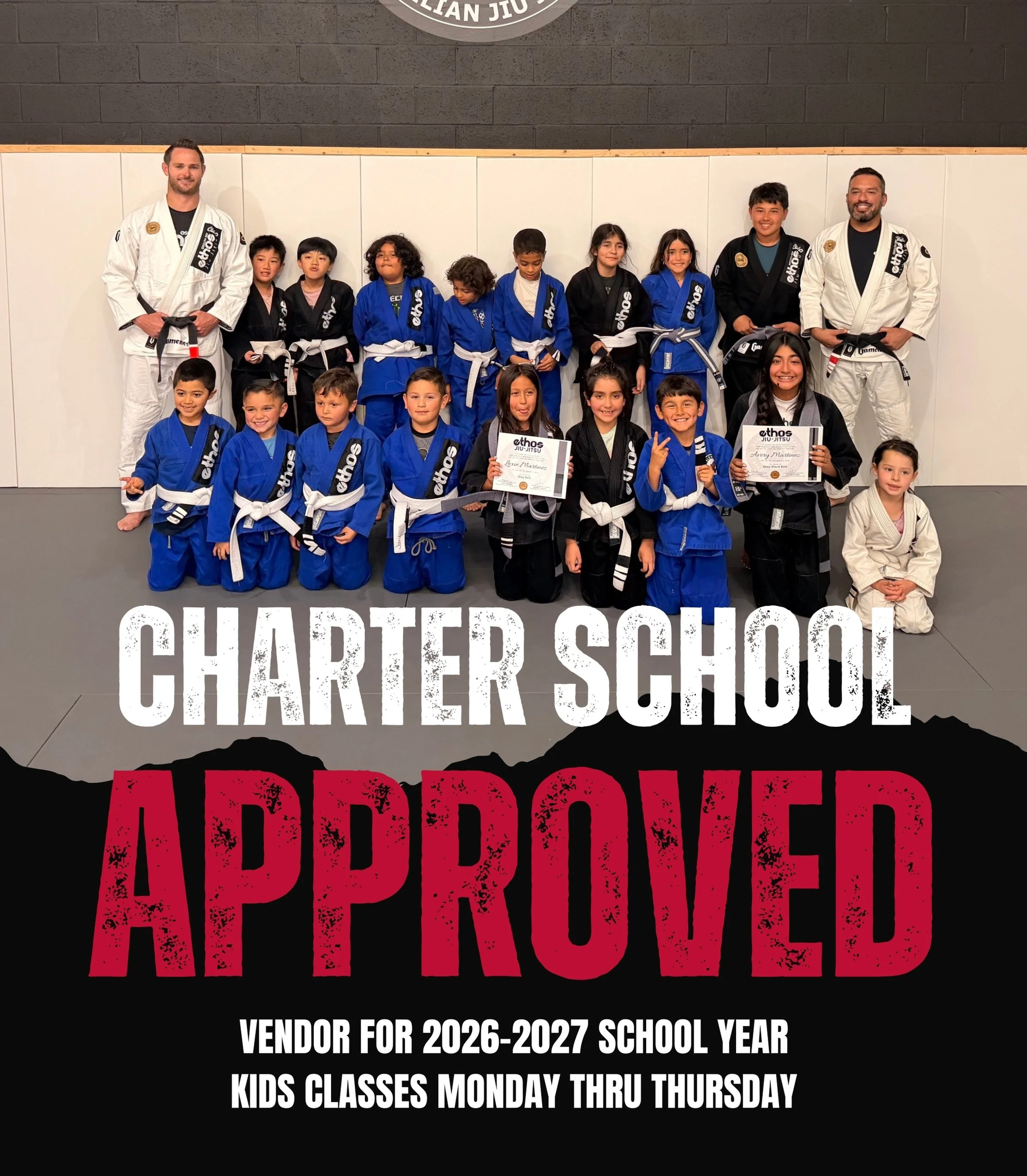 Ethos Jiu Jitsu South Bay is an approved charter school vendor for the 2026 /2027 school year. 

Send us a message to inquire about kids classes! We have classes available Monday Thru Thursday!