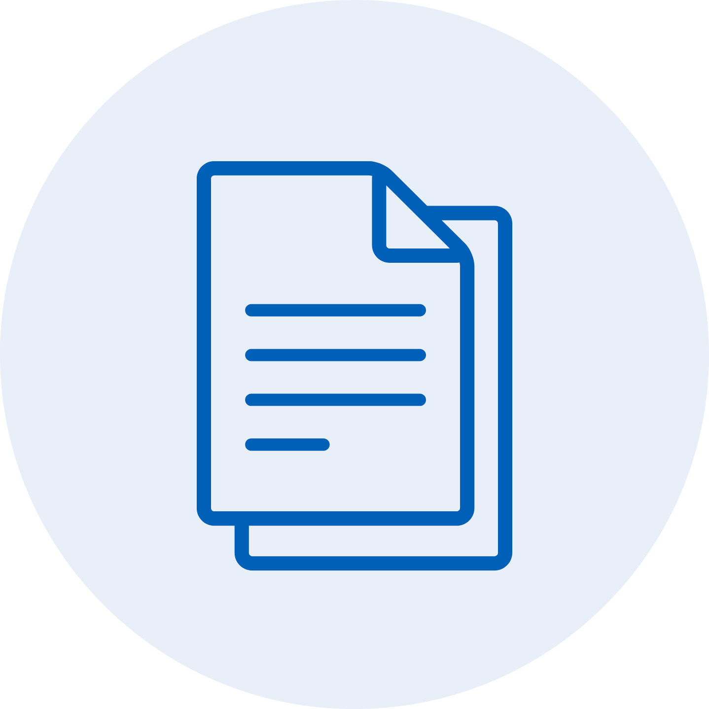 Icon of two overlapping documents with lines representing text.