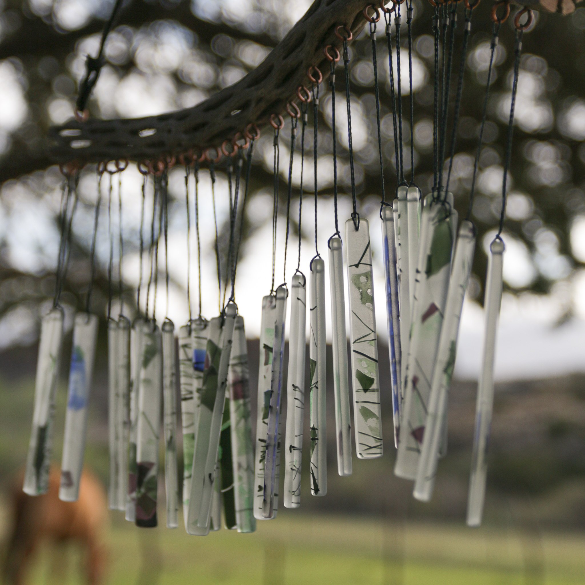 Windchime made with cholla cactus and tumbled stained glass (Copy)