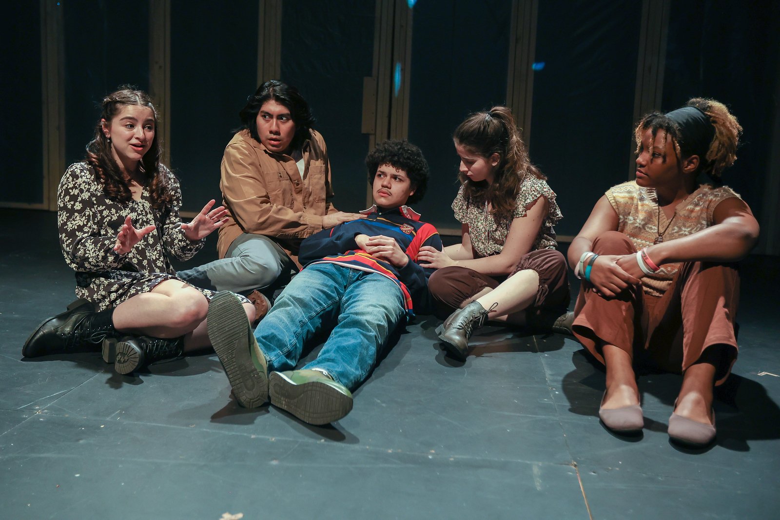 Ella Kahan in the Ensemble of "Everybody" by Branden Jacobs-Jenkins, directed by Allen Radway at the University of the Arts.