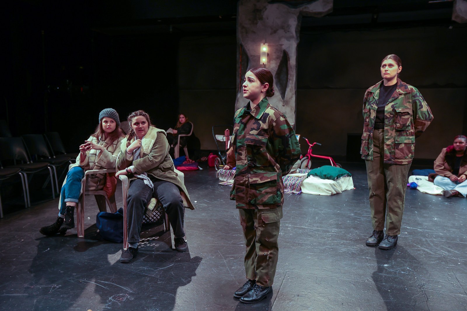 Ella Kahan as Guard #2 in “The Burial at Thebes: A version of Sophocles' Antigone” by Seamus Heaney, directed by Rosemary Hay at the University of the Arts.