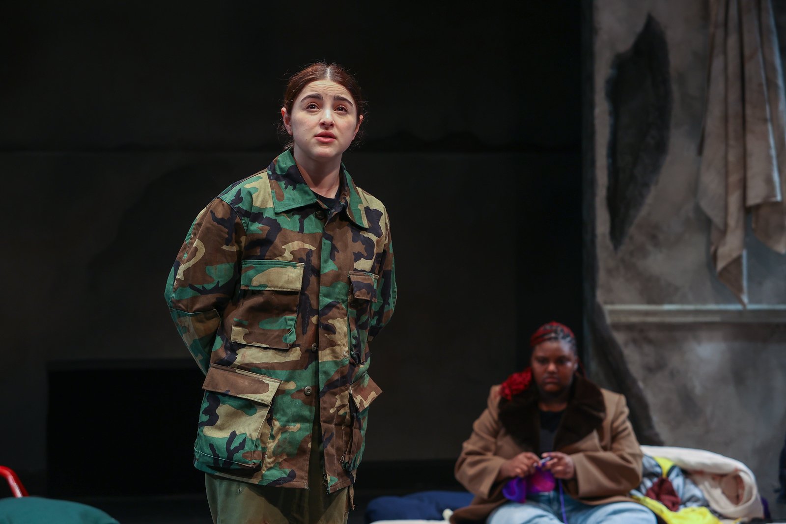 Ella Kahan as Guard #2 in “The Burial at Thebes: A version of Sophocles' Antigone” by Seamus Heaney, directed by Rosemary Hay at the University of the Arts.