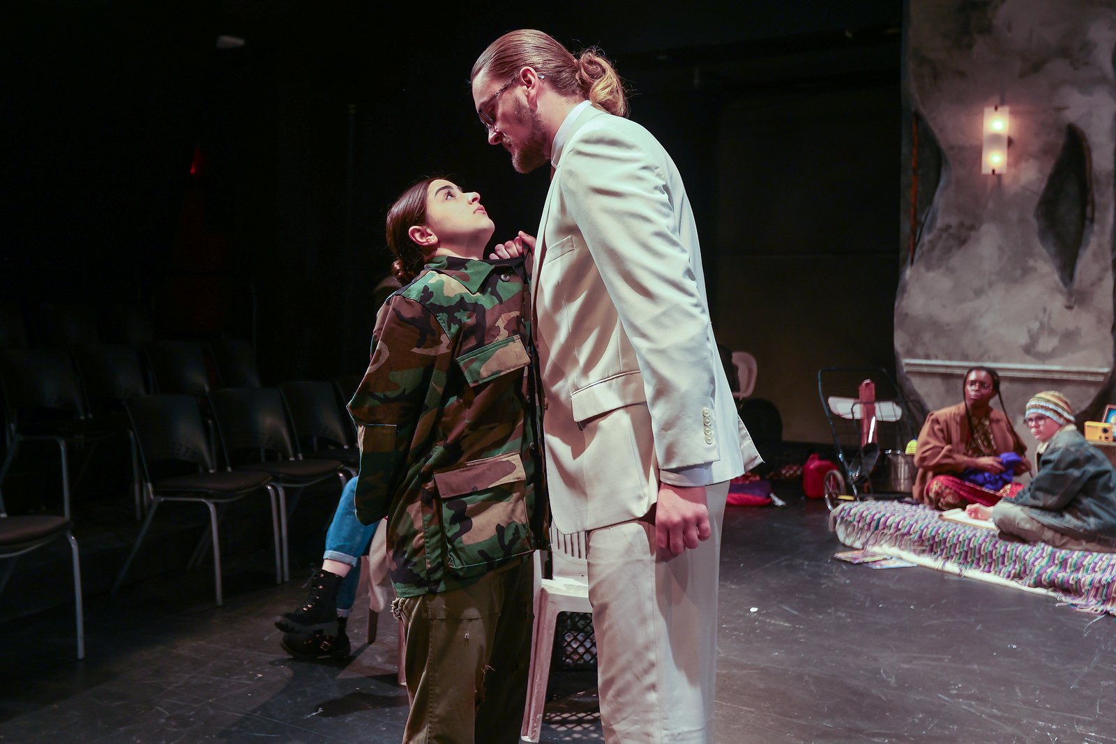 Ella Kahan as Guard #2 in “The Burial at Thebes: A version of Sophocles' Antigone” by Seamus Heaney, directed by Rosemary Hay at the University of the Arts.