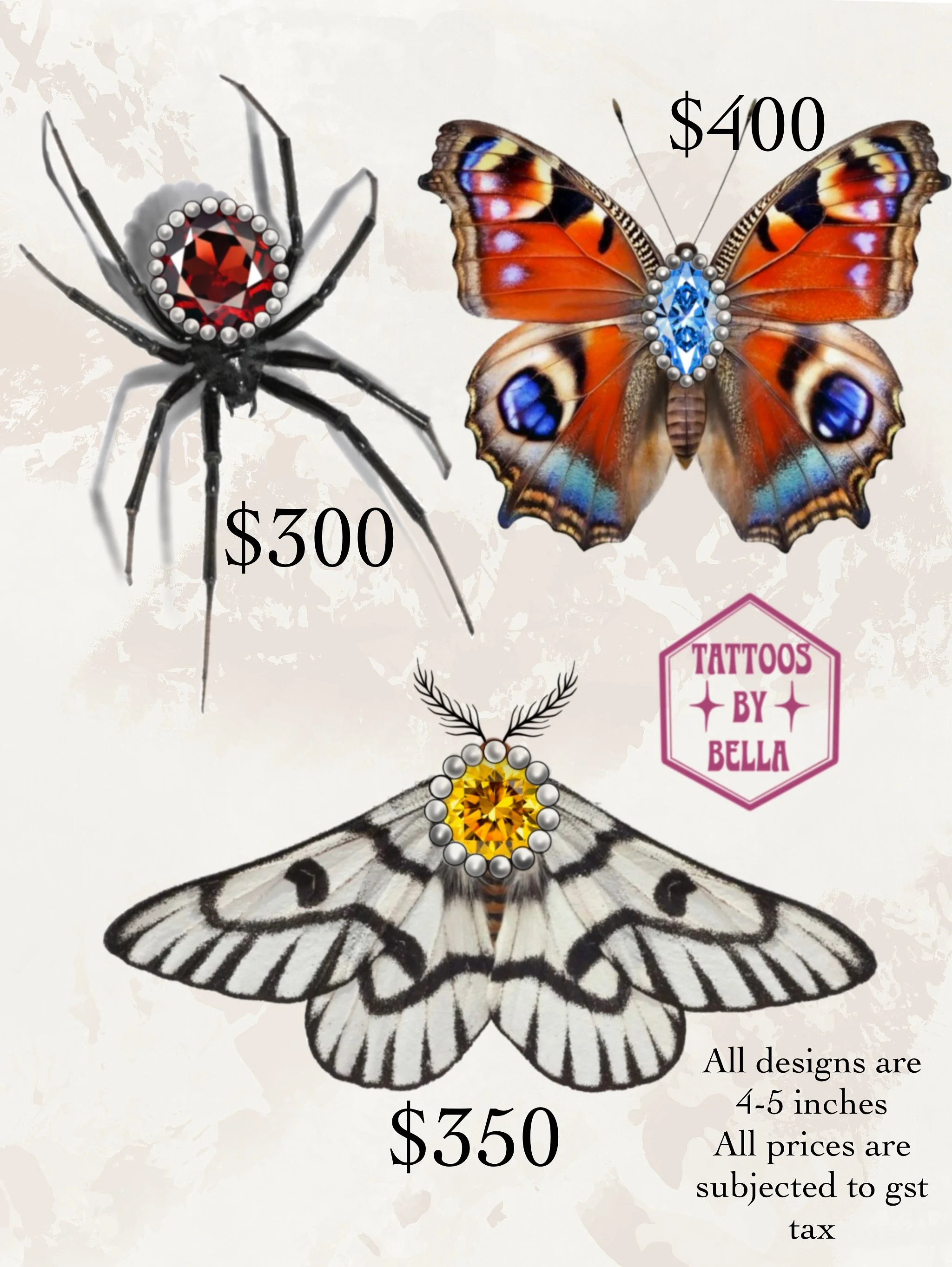 Gem butterflys tattoo flash Saskatoon Tantrix body art 