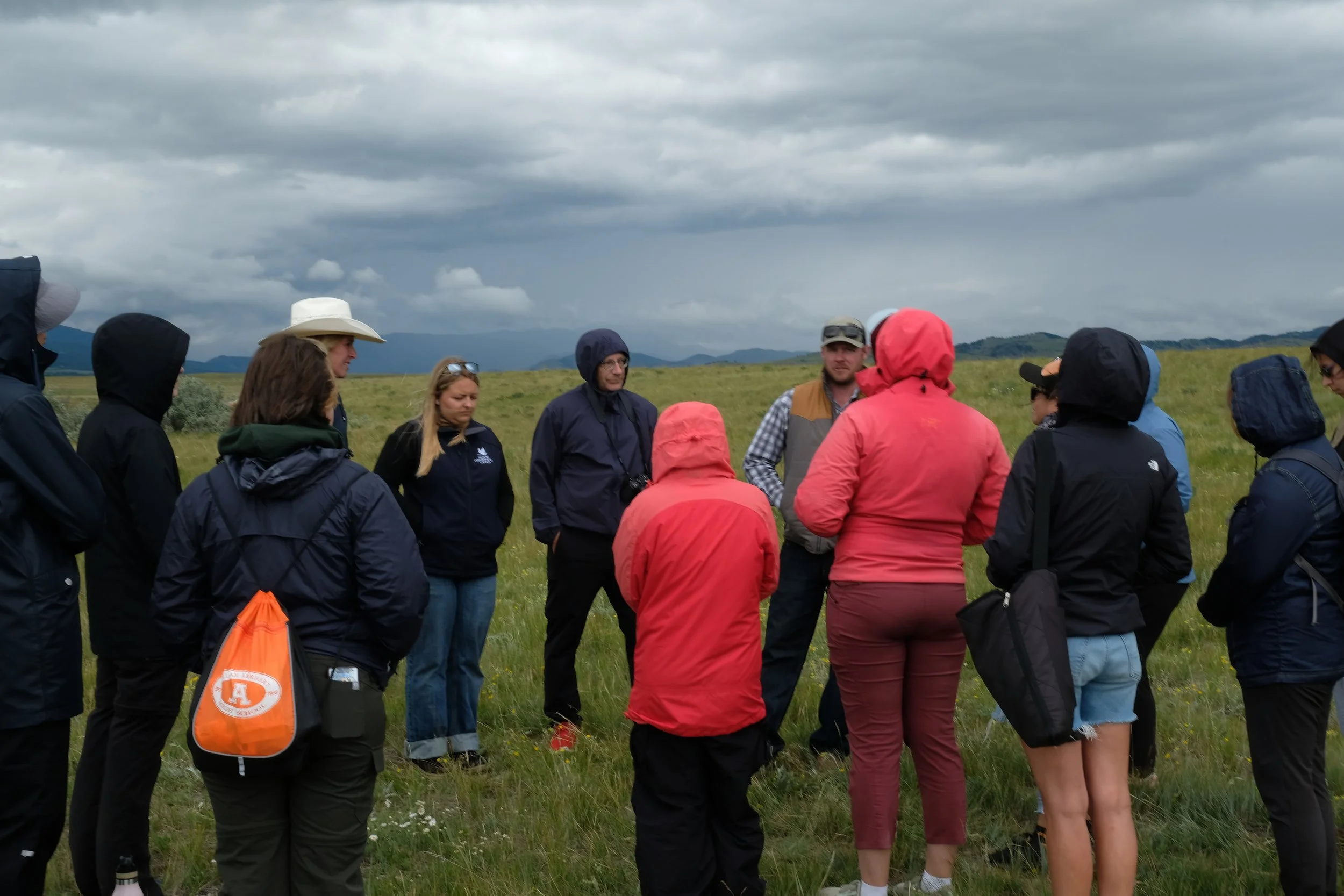 At the Waldron Ranch with Burke Creek rancher Kim Wachtler, and the Nature Conservancy of Canada's Whitely Macaulay and Cody Irving. Photographed by Ashley and David.