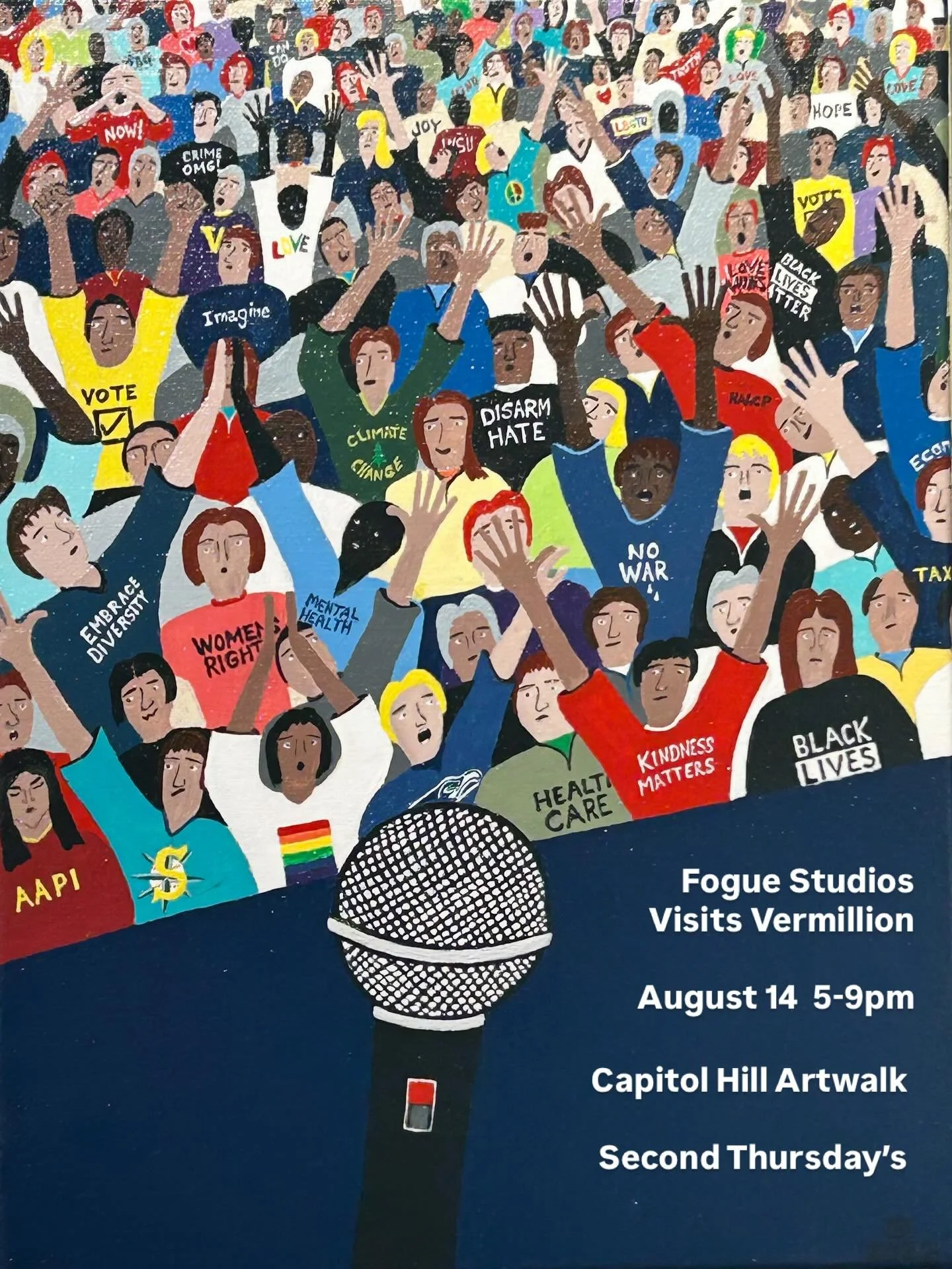 Capitol Hill Artwalk every second Thursday. 🎉August 14, 2025 5-9pm. Come check out the artists from Georgetown&rsquo;s Fogue Studios who are all over 50. Curated by Kerry Gates and featuring: Chris Baumgartner, Erik Berkule, Jerry Burkhalter, Tom Co