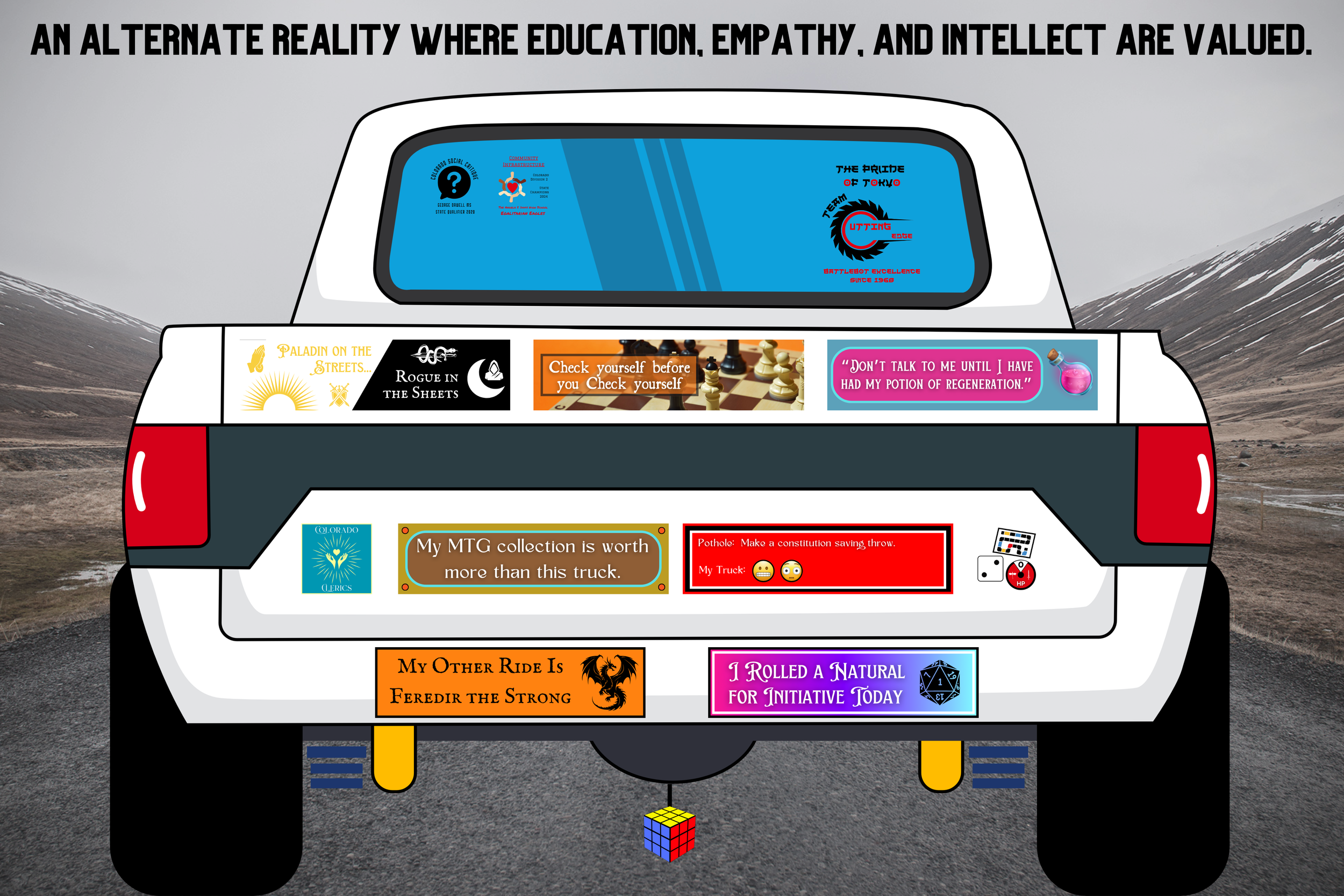 Truck with Nerd Bumper Stickers Art.png