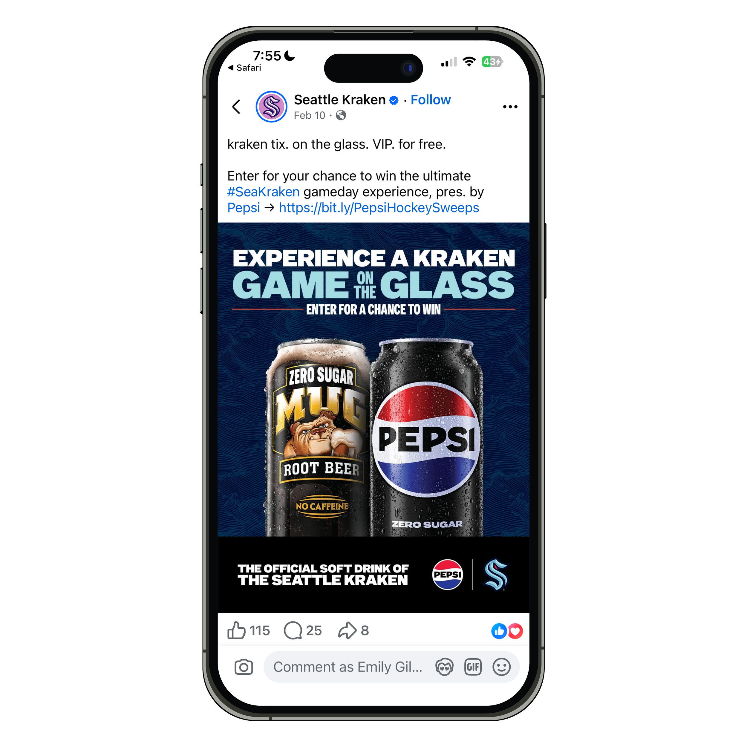 Seattle Kraken Sweepstakes Social Media Creative