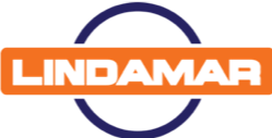 Lindamar logo with orange background and black text inside a circular design