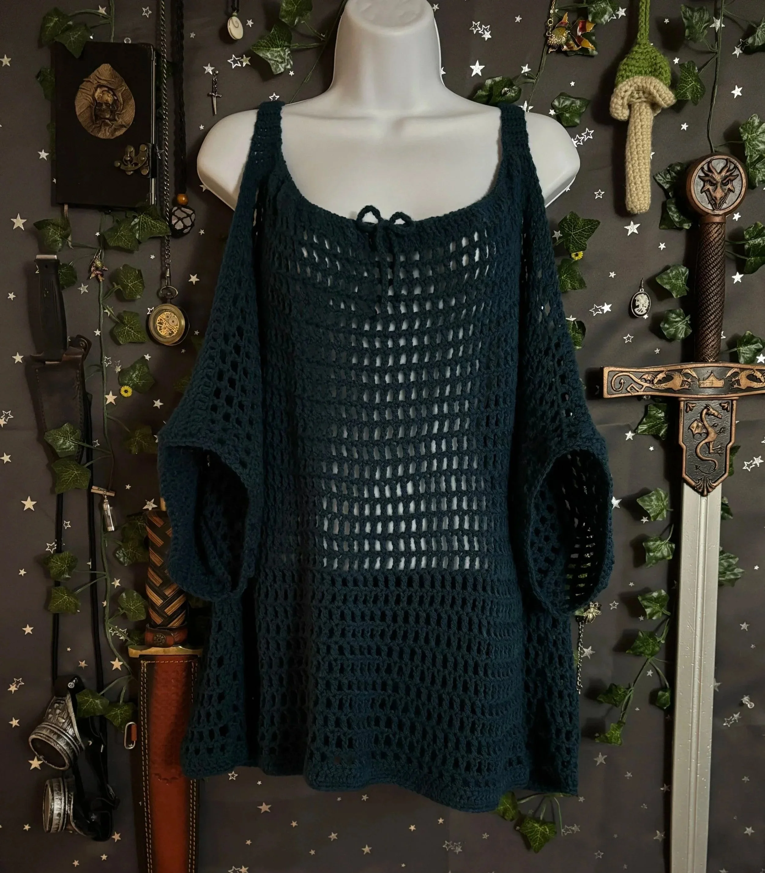 Off Shoulder Mesh Stitch Top Pattern