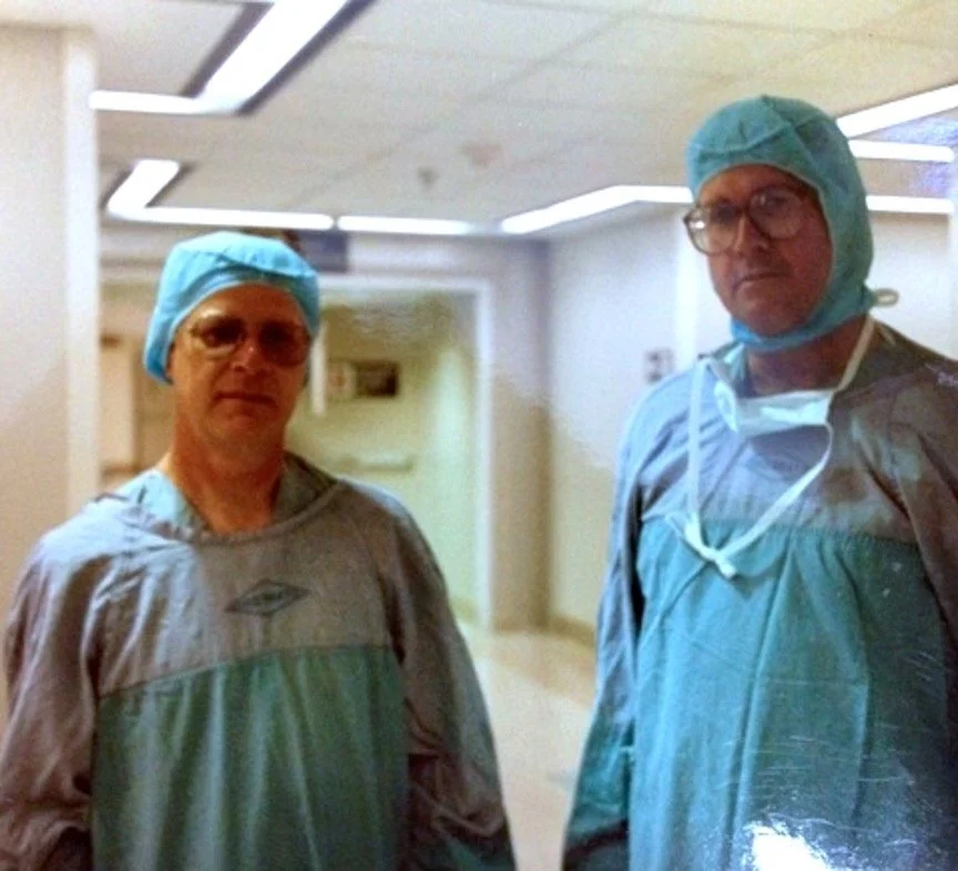 Photo of Dr Nelson Powell and Dr Riley in OR 12 Stanford Main Hospital
