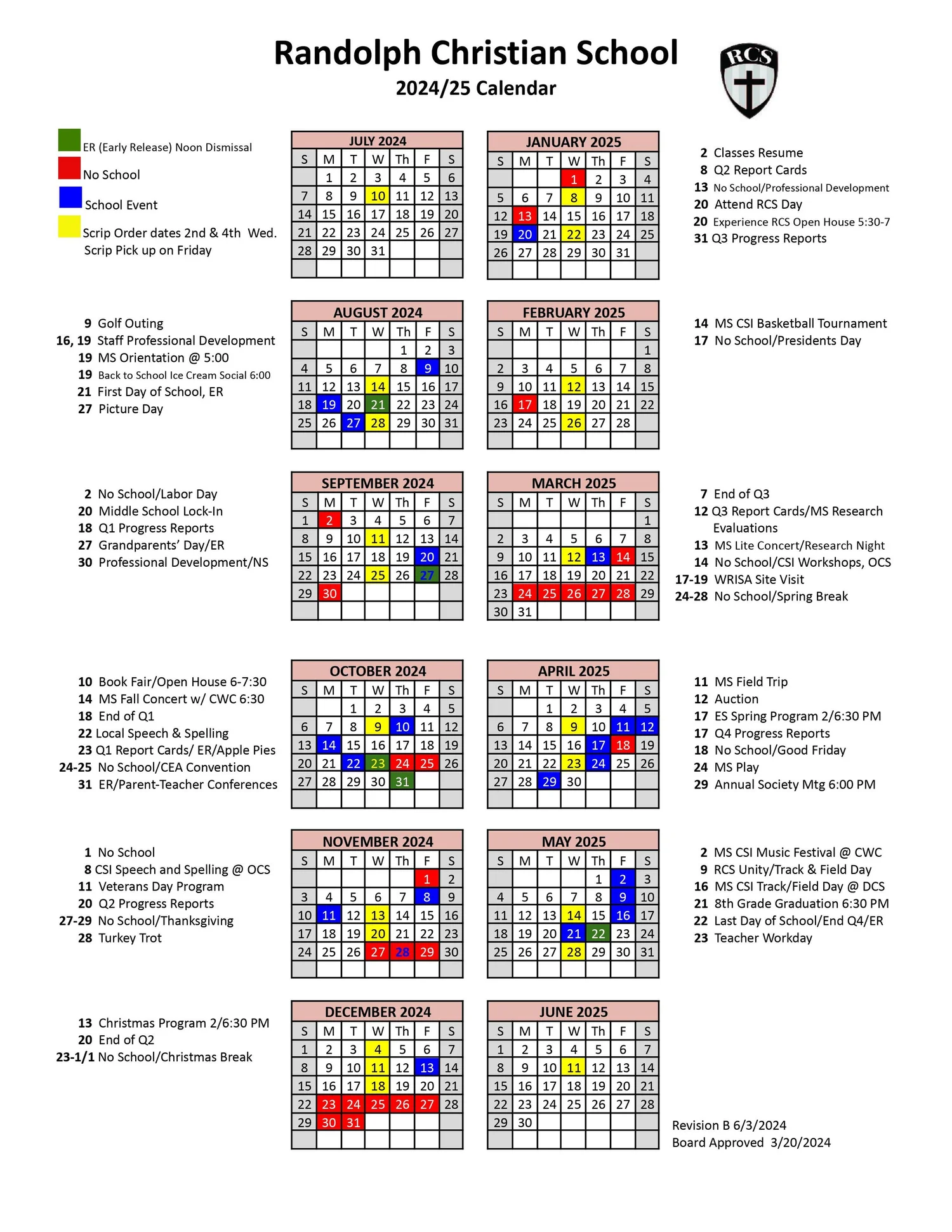Calendar — Randolph Christian School