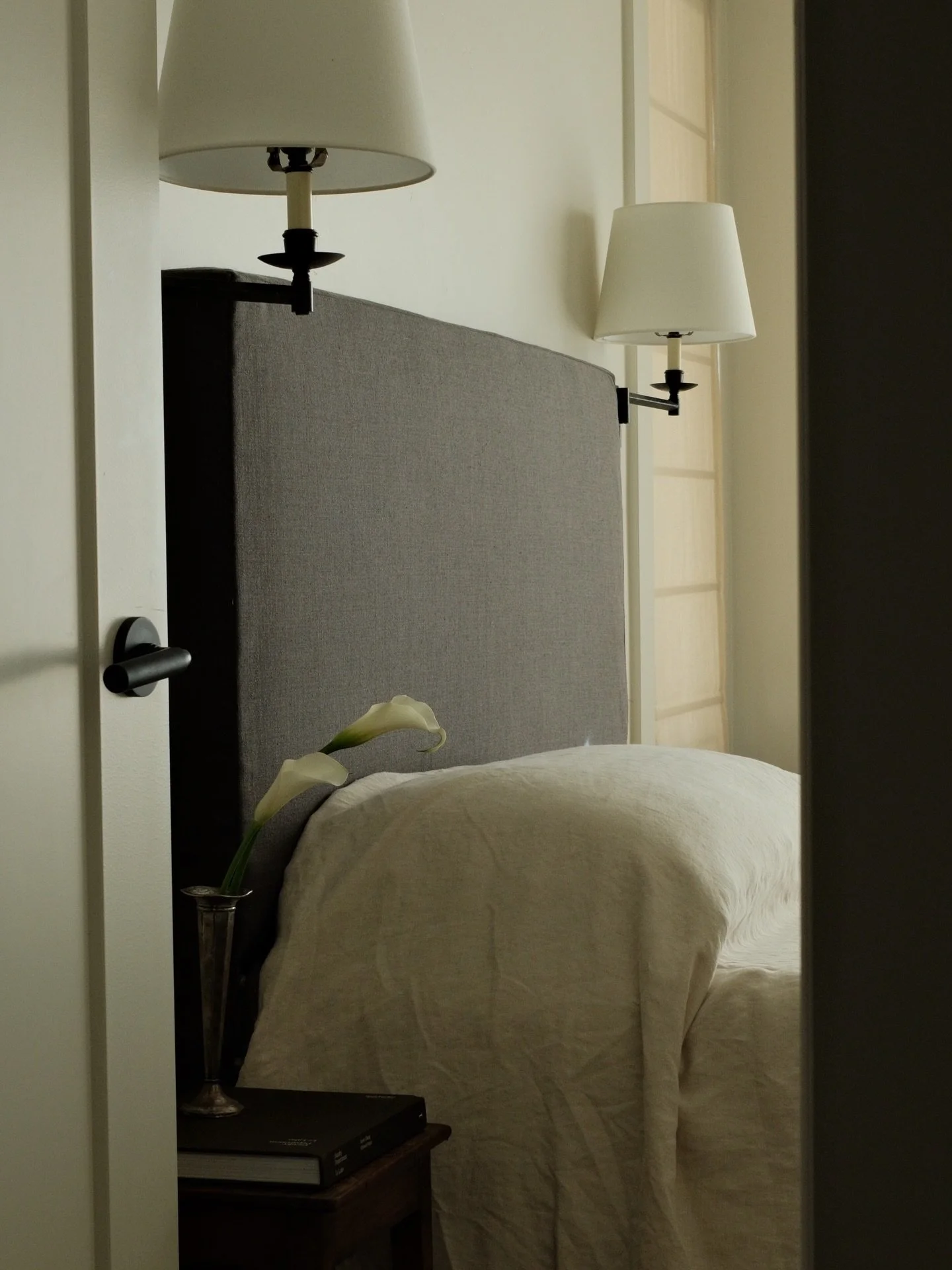 Where every line lands softly &mdash; tailored, tonal and just undone enough to feel loved in. A room that knows exactly what it needs, and nothing more. Primary suite from project #aduwithaview