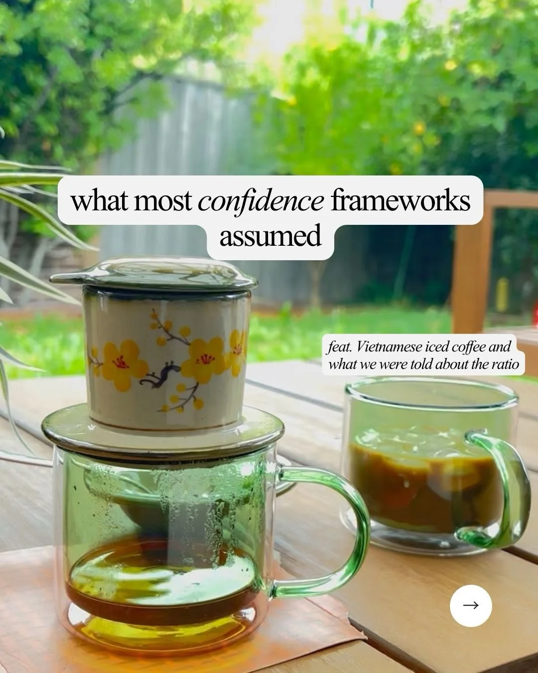 Most of what&rsquo;s out there on confidence starts at the symptom.

It tells you to speak up, fake it til you make it, stand differently in your body. And sometimes that helps. But for a lot of us, People of Colour, adult children of immigrants, peo