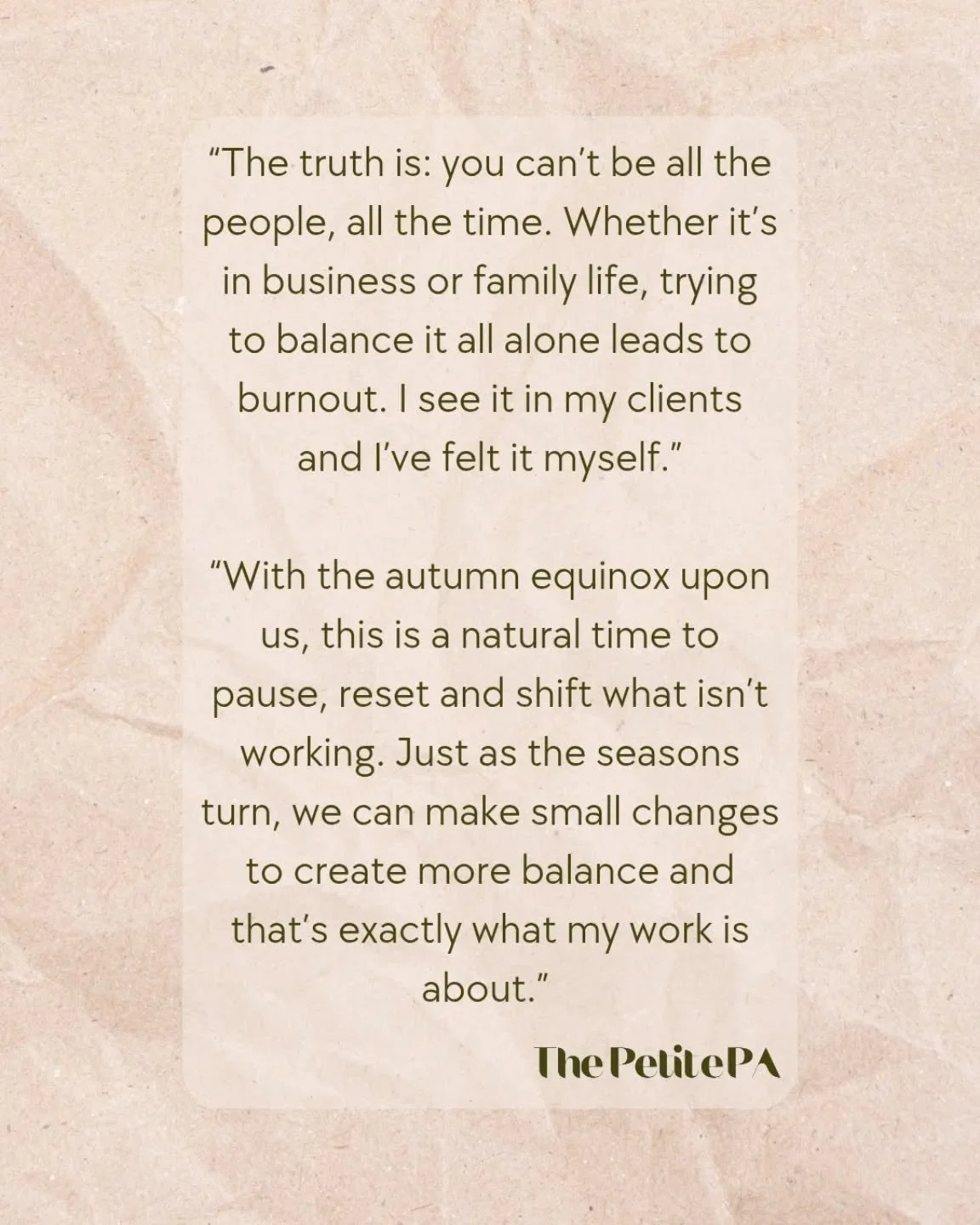 Supporting you in resetting your routines, reshaping how things flow and making space for what really matters ✨

My latest newsletter is hitting inboxes this morning, and it's all about The Petite PA's 1st birthday, the autumn equinox 🍁 and the impo