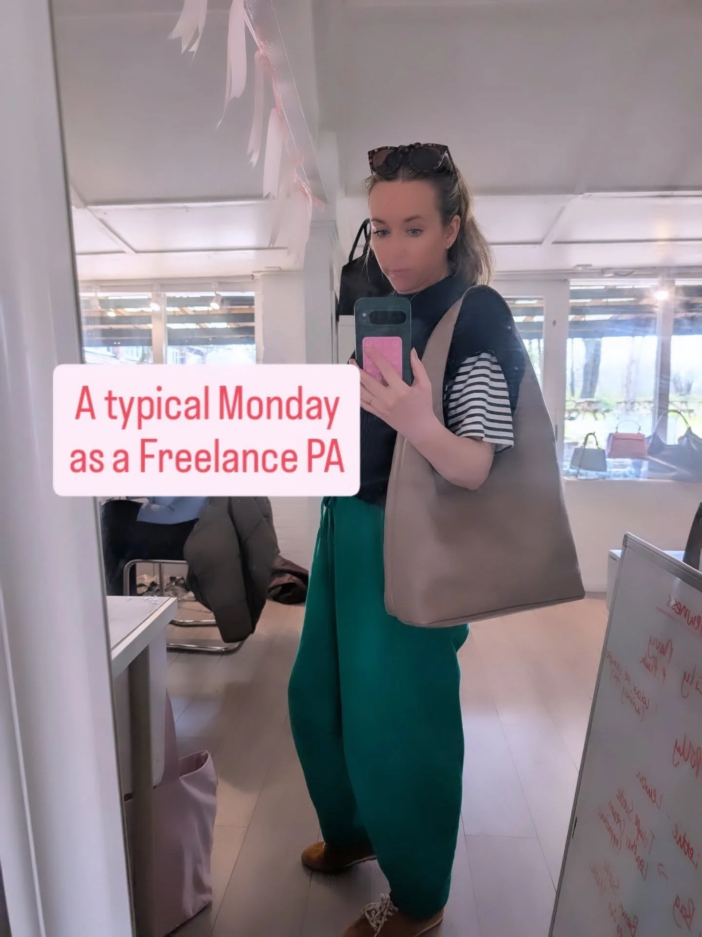 Join me for the day! Here's what I got up to on Monday.

A lovely catch up with @rachelmccoubrie and a delicious lunch at @brickscafe_at_smithbrookkilns 
Eyeing up handbags, Mum life, dog Mum life and all the admin and clients in between 😅 

Inspo t