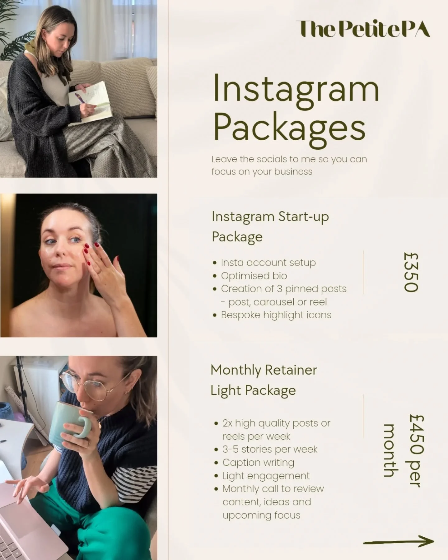 I've had lots of enquiries recently around Instagram support, so I thought I'd share a little more about how I can help ☝🏼 

I'm also always happy to create something more bespoke depending on what you need ☺️

Swipe to see what one of my recent cli