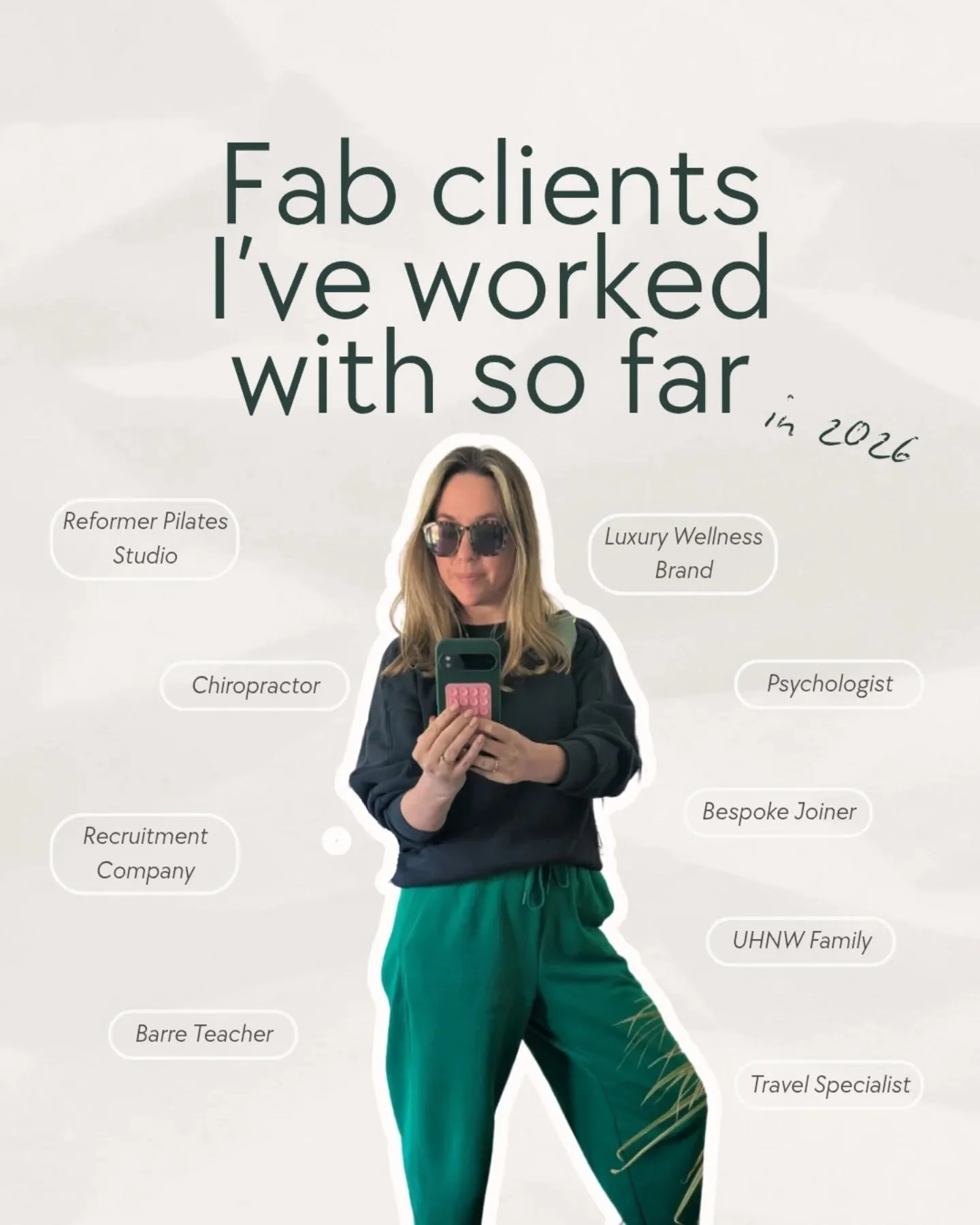 I saw the lovely @maddy.shine do this and loved it! A bit of Instagram manifestation for a Friday 🙌🏼 

Oh boy do I have the best clients and a wonderfully varied role! Scroll to see some other businesses/people I would love to add to my clientele i