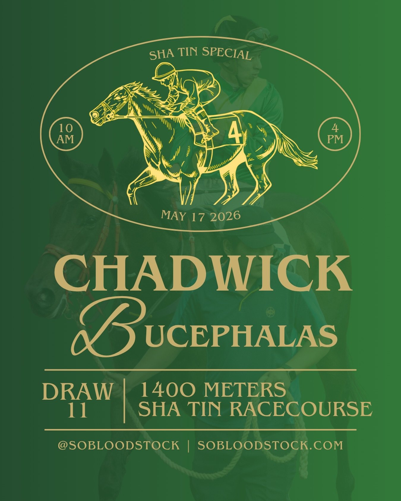 Bucephalas, with jockey Matthew Chadwick, will race over 1400 meters from barrier 11. Thank you to @cmracing_official and @mchadwick1990 for their hard work and effort! We are so happy to see Bucephalas healthy and ready to go!