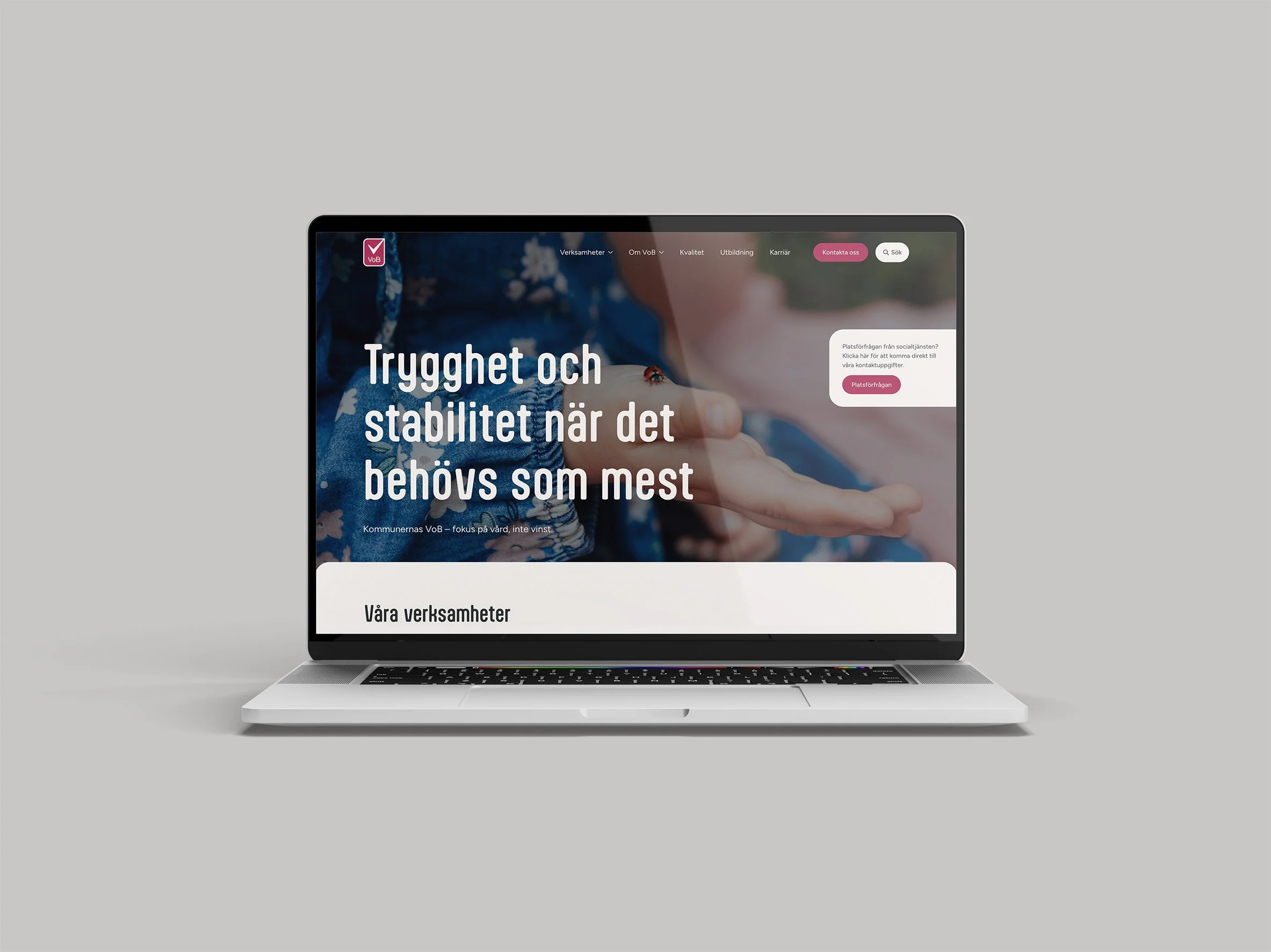 VOB  Visual identity and web design for VoB, a social care provider working with children, young adults and families. Building on the existing logo, the identity was developed into a warm and human-centered visual system with a custom illustrations a