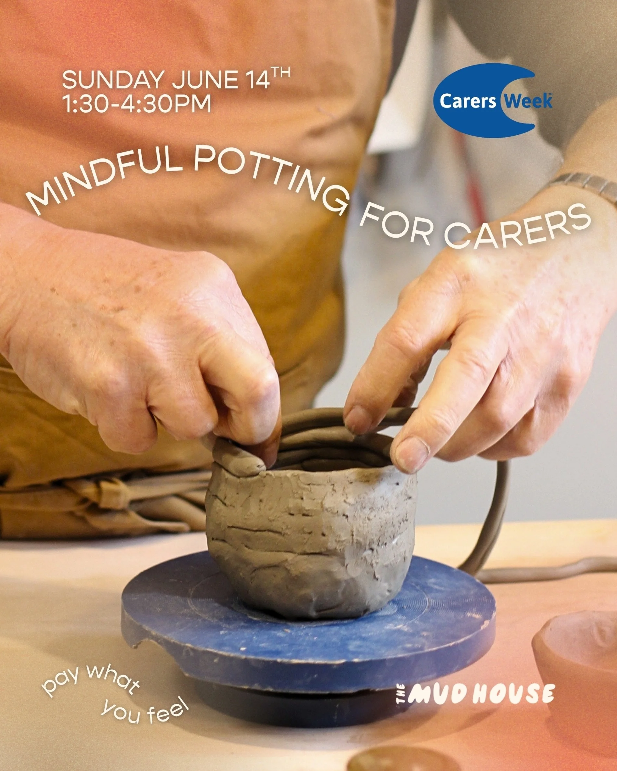To celebrate @carers_week we&rsquo;re hosting a pay-what-you-feel Mindful Pinch Potting Session! 🙂&zwj;↕️ This Sunday 14th June, join us at The Mud House for 2 hours of hands-on clay making. A quiet, restorative space for carers to slow down and tak