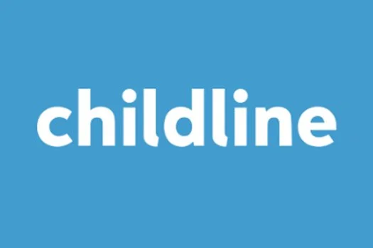 Childline logo with white text on a blue background.