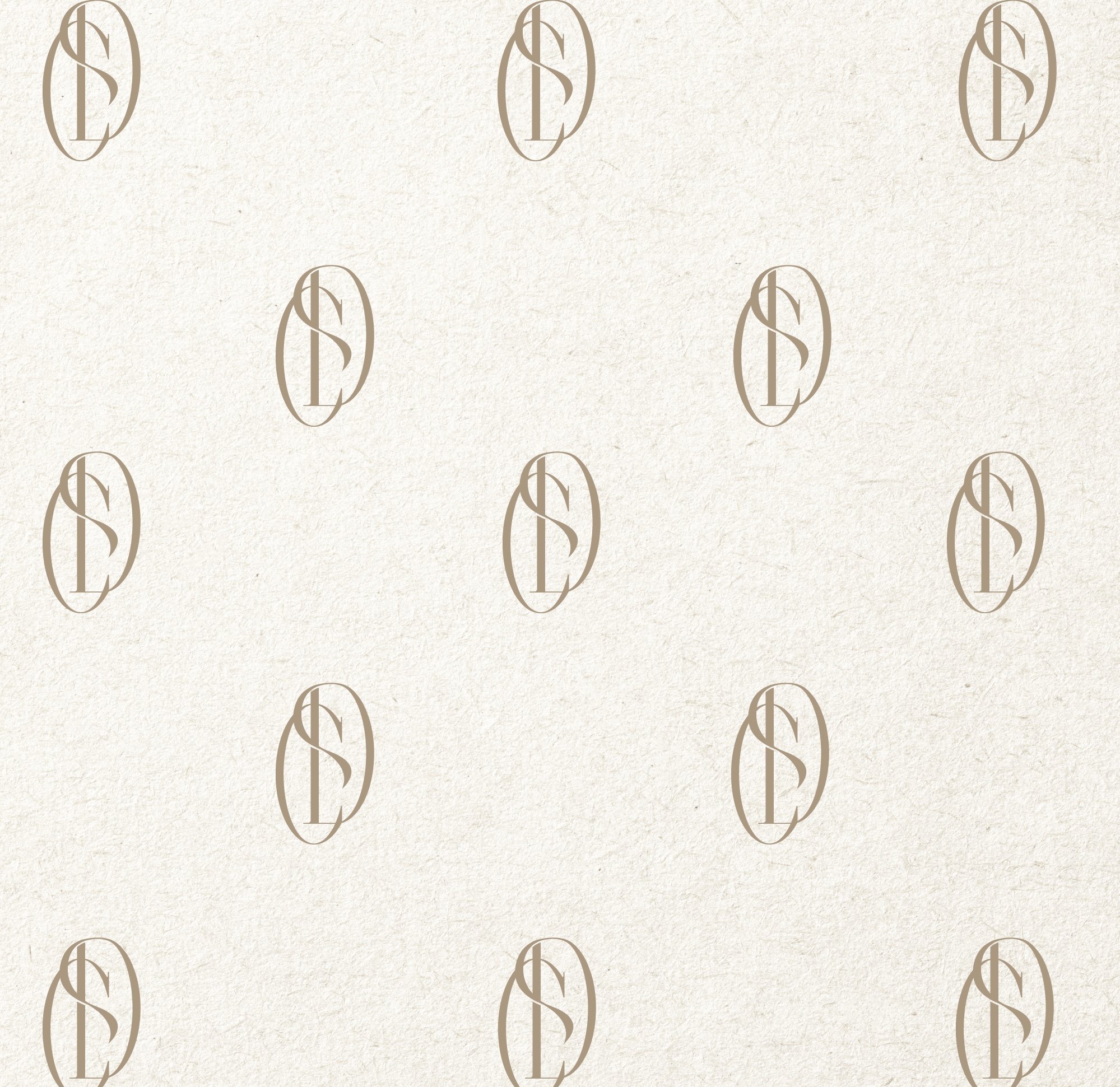 Motif de logo répétée avec un fond beige clair, présentant un logo ovale avec les lettres stylisées S et D à l'intérieur.