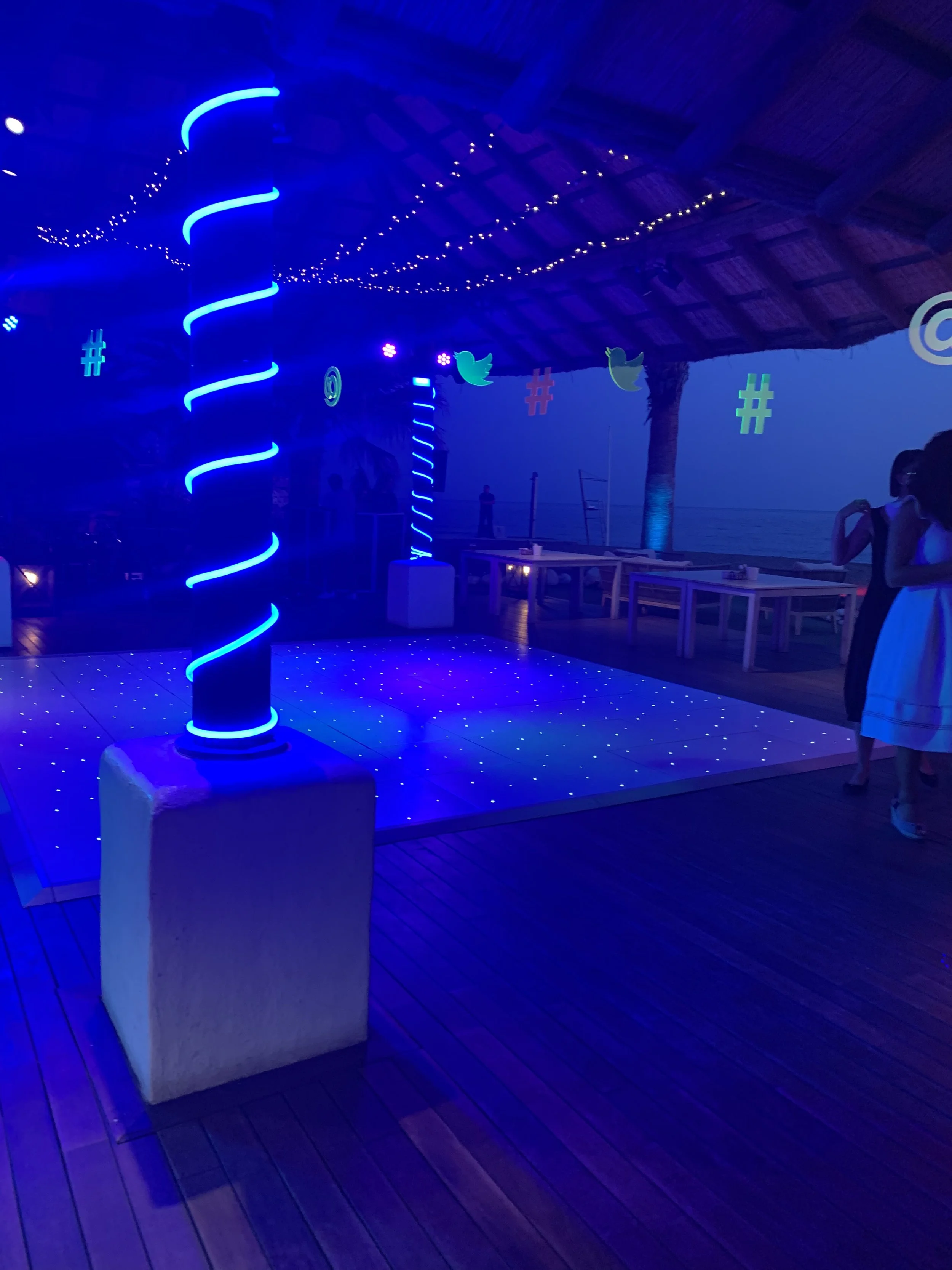 Event production and neon decoration for corporate party.